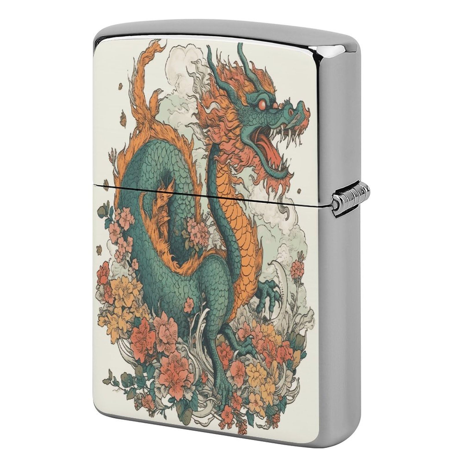 Fodpand Style Flowers And Dragons Metal Lighter Case Cover Lighter Sleeve