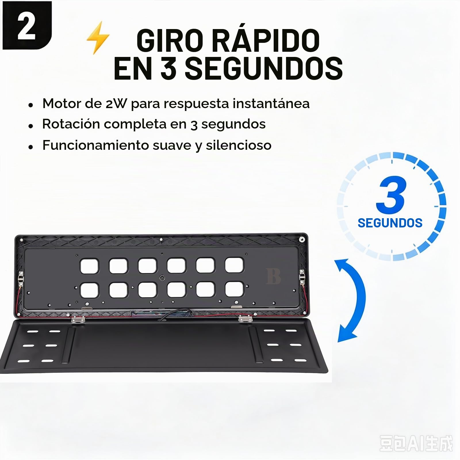 Soporte para matrícula de coche, 2 W, eléctrico, giratorio, con mando a distancia, soporte para matrícula, para coche, hierro y plástico