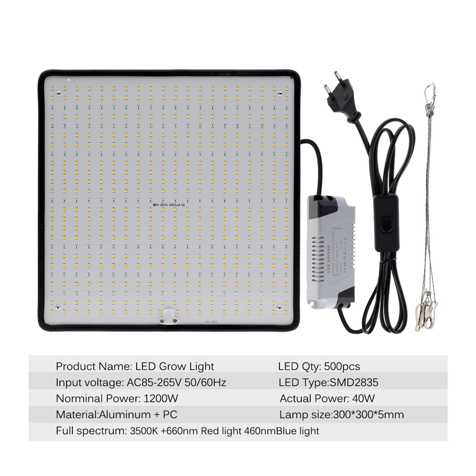 Lámpara de Cultivo, Lámpara LED de Espectro Completo for Cultivo de Plantas, CA 85-240 V, 40 W, for Cultivo en Interiores, luz de Crecimiento(3pcs)