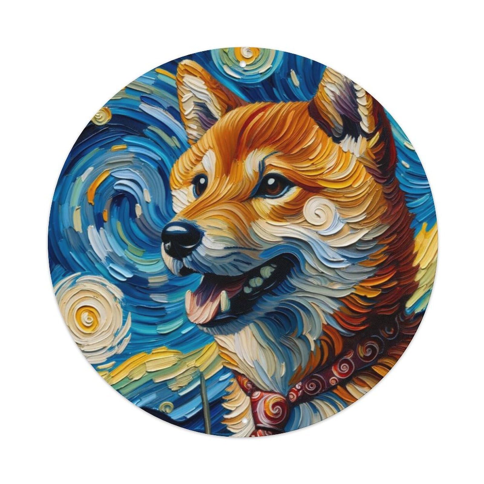 Animal Oil Painting Style Art Shiba Inu Metal Tin Sign