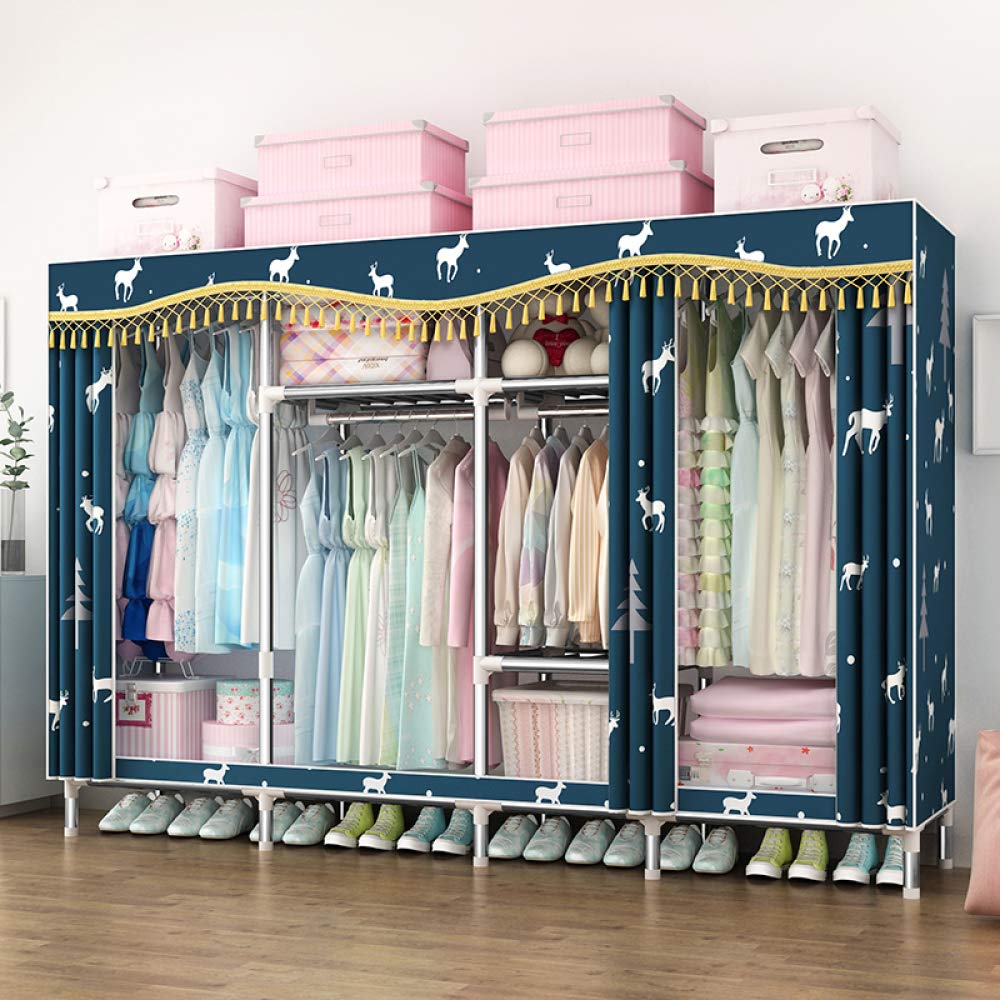 Garde-robe textile grand modèle 230x45x168cm avec cadre en acier renforcé