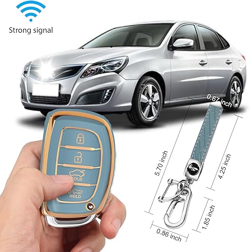 Miniatura 4 de QBUC - Funda protectora para llave de Hyundai Elantra, protector de 360 grados de TPU suave con llavero compatible con Hyundai Elantra Ioniq Sonata