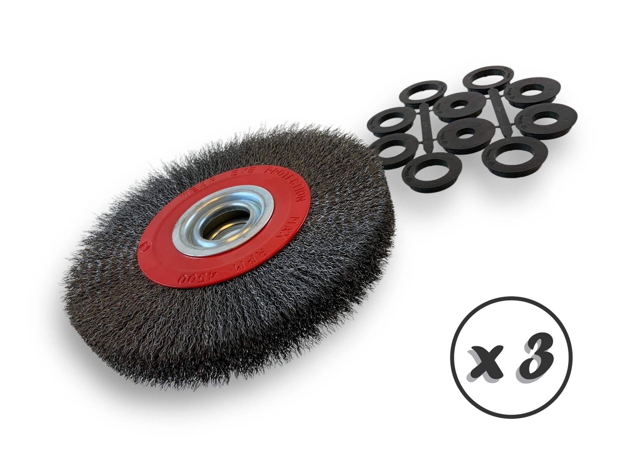 Kibros Lot 3 brosses touret acier Ø 200 mm 3 rangs fil dur 0,30 mm
