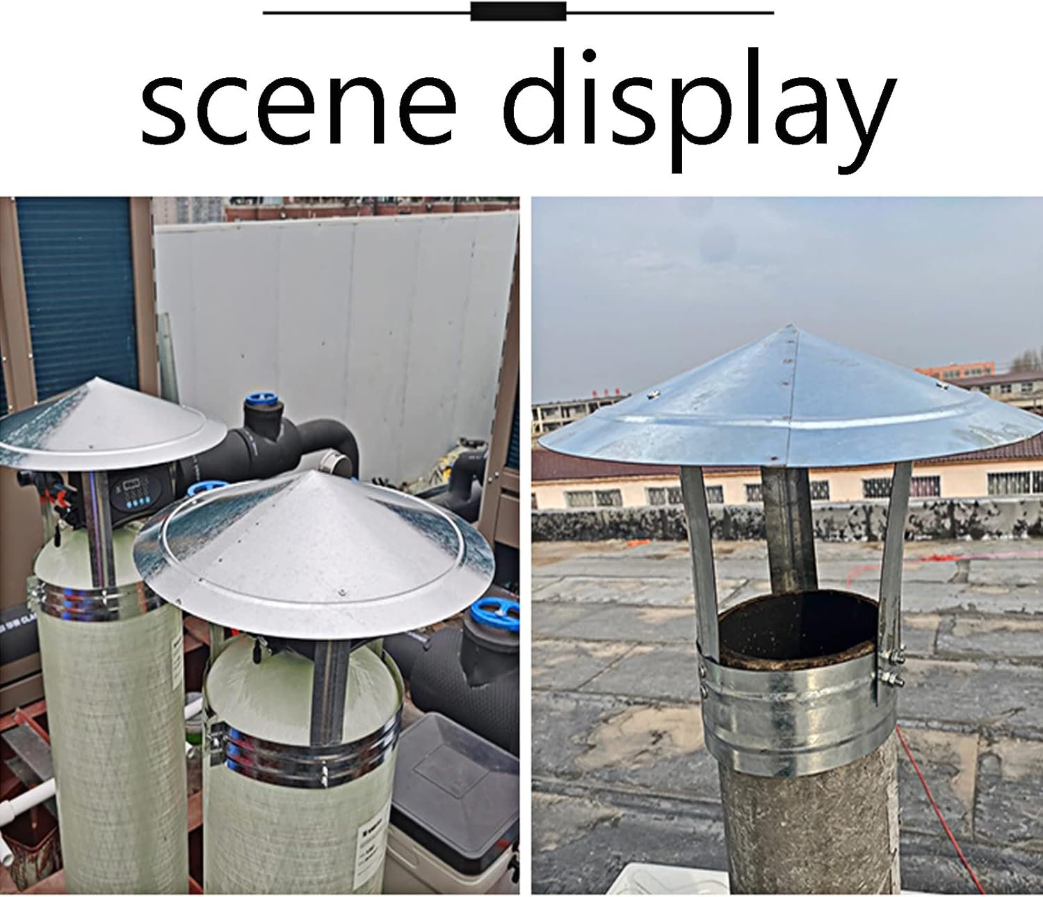 Chimney Cowl Cap Galvanized Iron,Round Roof Rain Cap,Practical Tool Chimney Cowl Cap, for Ducting Ventilation Cap Rain Hat Hood Pipe Rain Cover Protector Cap,d12cm*25cm/4.72in*9.84in