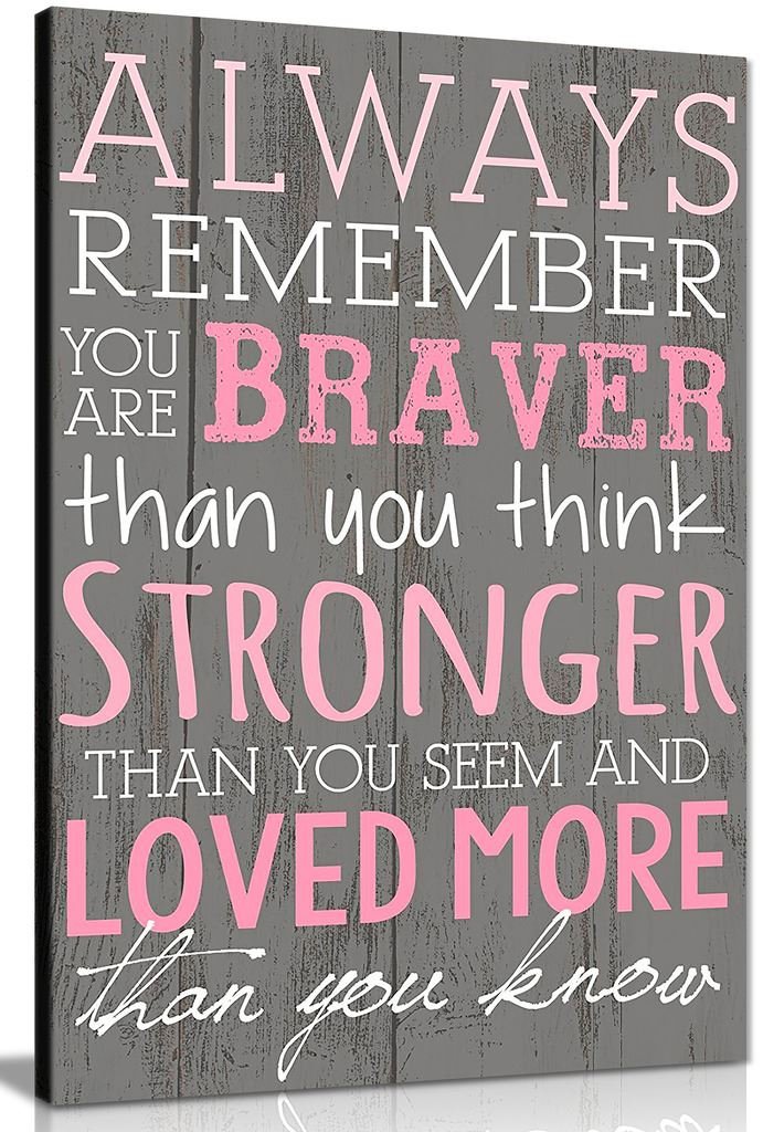 Panther Print Pink - Braver Than You Think Canvas Wall Art, Inspirational And Motivational Picture Prints, You Are Braver Than You Think, Print For Special Occasions, 36X24 Inch