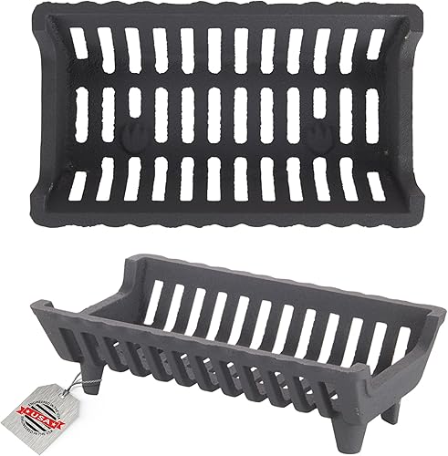 Flame Genie Rejilla de chimenea de hierro fundido resistente, espacio libre de 1 ½ pulgadas, 15 pulgadas