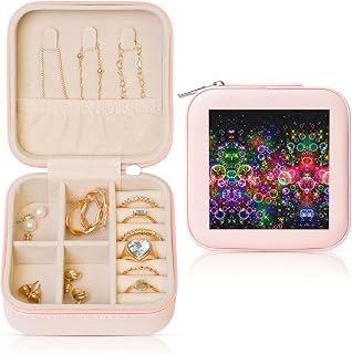 Bkdogkt Colorful Rainbow Stars Print Elegant Jewelry Box Portable Storage Earrings Necklaces Bracelets For Women