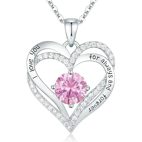 CDE Forever Love Heart Necklaces for Women, Wedding Anniversary, Birthday Mothers Day Christmas Day Gifts for Mom, Mother, Wife, friend, S925 Silver Jewelry with Birthstone Pendant