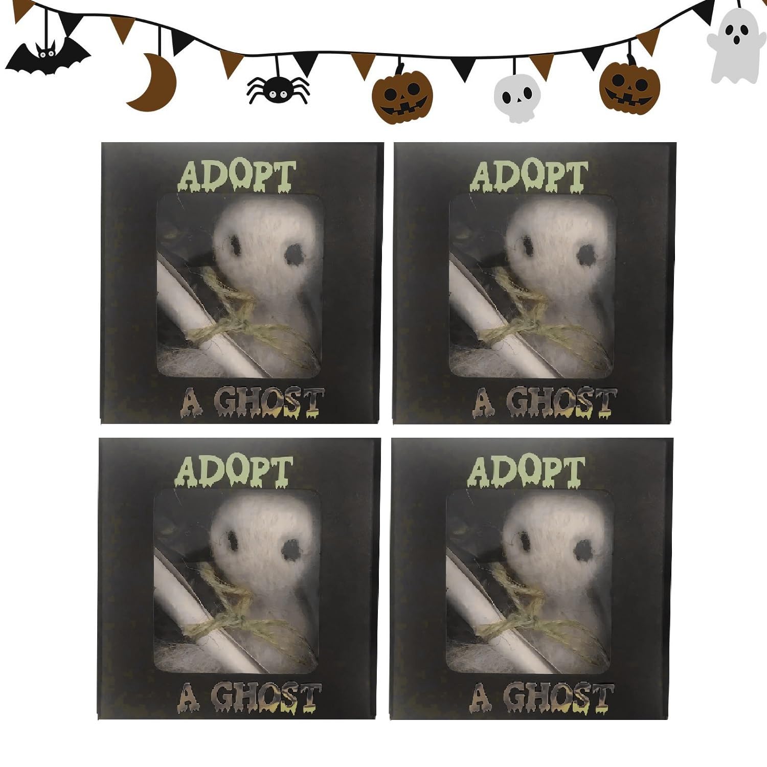 Genikeer 1 Adopt A Ghost, White Wool Felt Ghost And Tiny Scroll Set, Wool Felt Project Getting Started Needle Felt Kit, Halloween Wool Felt Spooky Doll For Friends And Family Who Love Ghost Stories