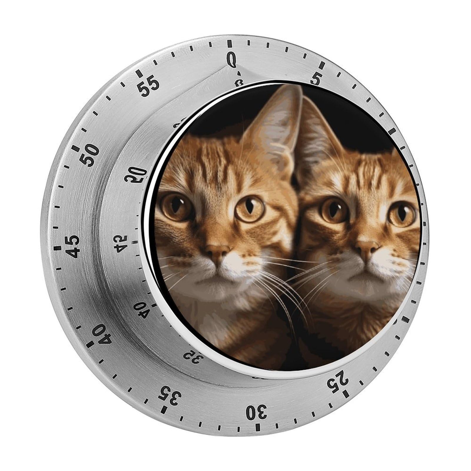 Cats Timer Exquisite Stainless Steel Magnetic Timers Waterproof Durable Mechanical Countdown Countup for Loud Alarm for Baking Grilling Studying