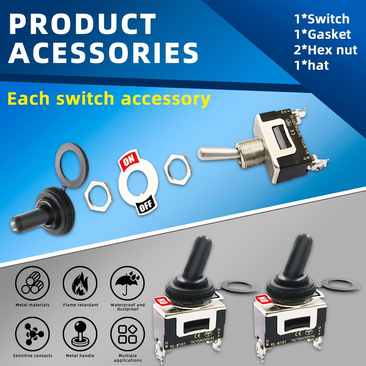 Snapklik.com : 10Pack Black 2 Position 2 Pin ON-Off Metal Toggle Switch ...