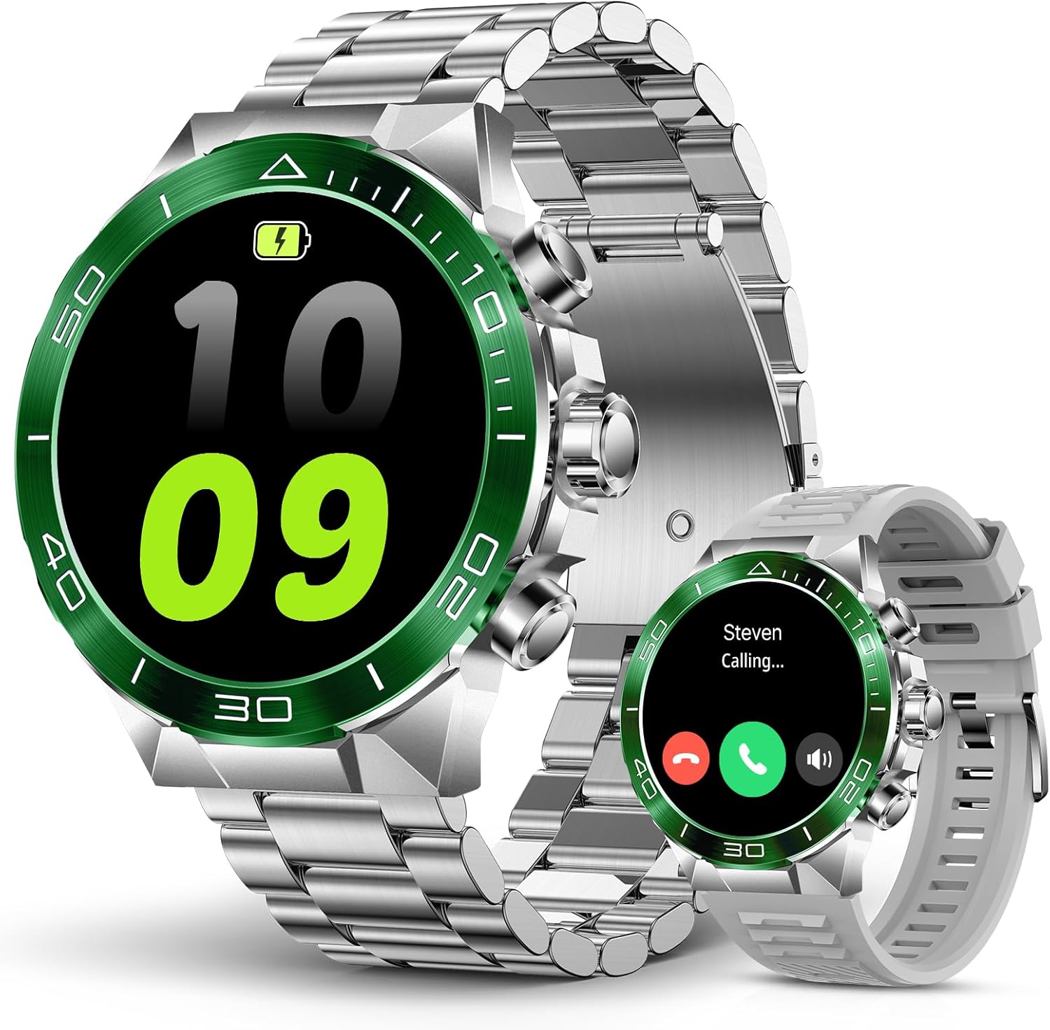 SOUYIE Military Rugged Smart Watch for Men, AMOLED 1.43″ HD Screen, Bluetooth Call Answer/Make, Blood Oxygen/Heart Rate/Sleep Tracker, 7-30 Day Battery, Waterproof Fitness Tracker for iOS Android