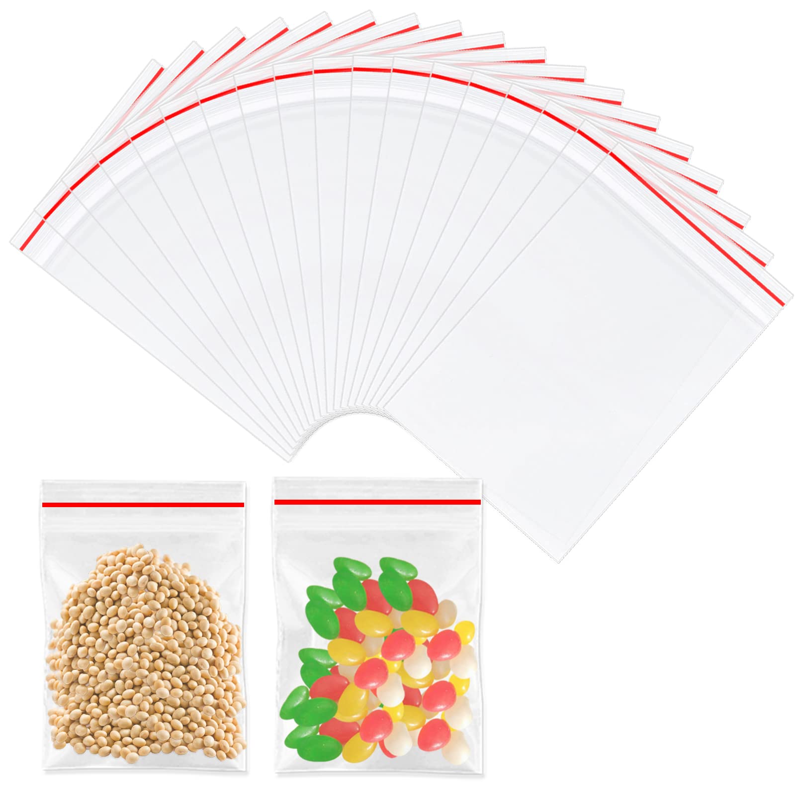 Zngou200Pcs Grip Seal Bags Small Plastic Clear 10X15cm Mini Resealable Ziplock Bag Poly Press Sweet Pouch Little for Jewellery Earrings Seed Bead