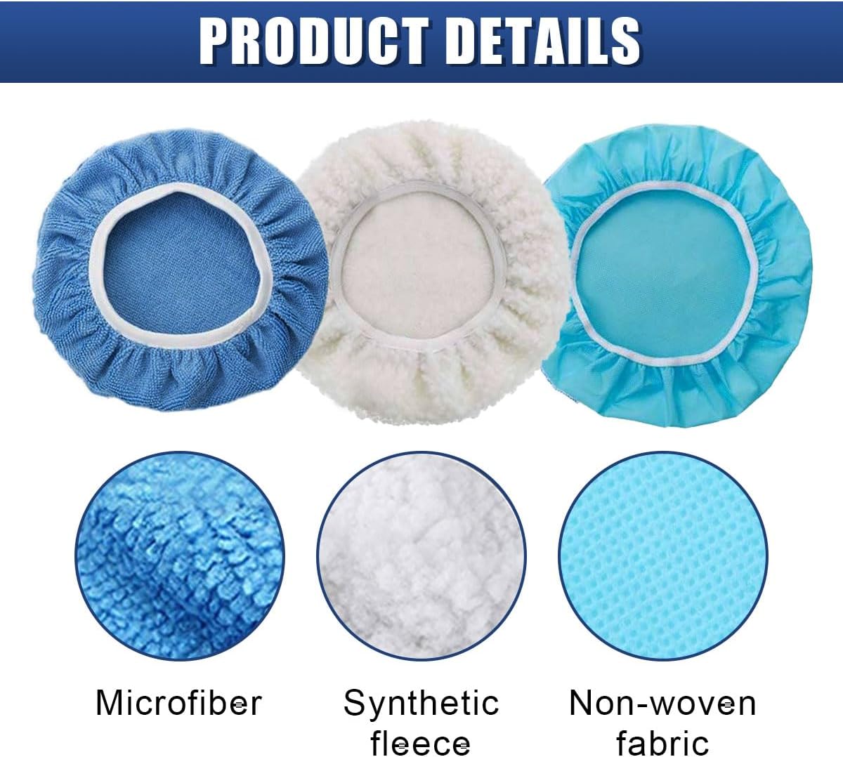 20PCS Polishing Bonnet Pads, 7 to 8 Inches Car Buffer Polisher Waxing Cover Kit, Including 12 Microfiber, 4 Non-Woven, 4 Woollen, Universal for Auto Cleaning & Polishing (7-8IN)