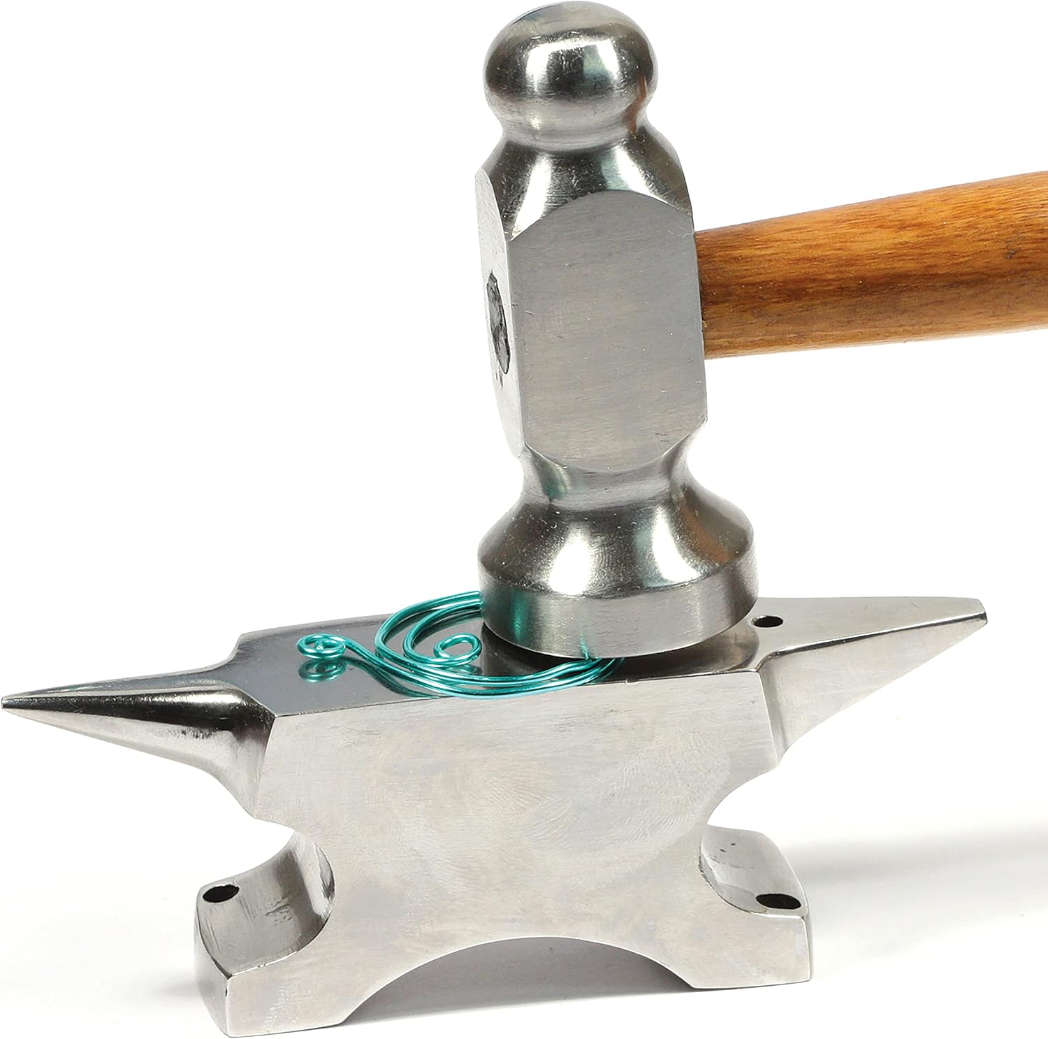 The Beadsmith Dual-Ended Horn Anvil – Mini Size 2.5 x 1 x 1.5 inches – 118mm Tip to Tip – 13.11oz/0.82lbs – Made of Solid Stainless Steel – Flat Horn and Rounded Horn – Use for Hardening Wire Designs
