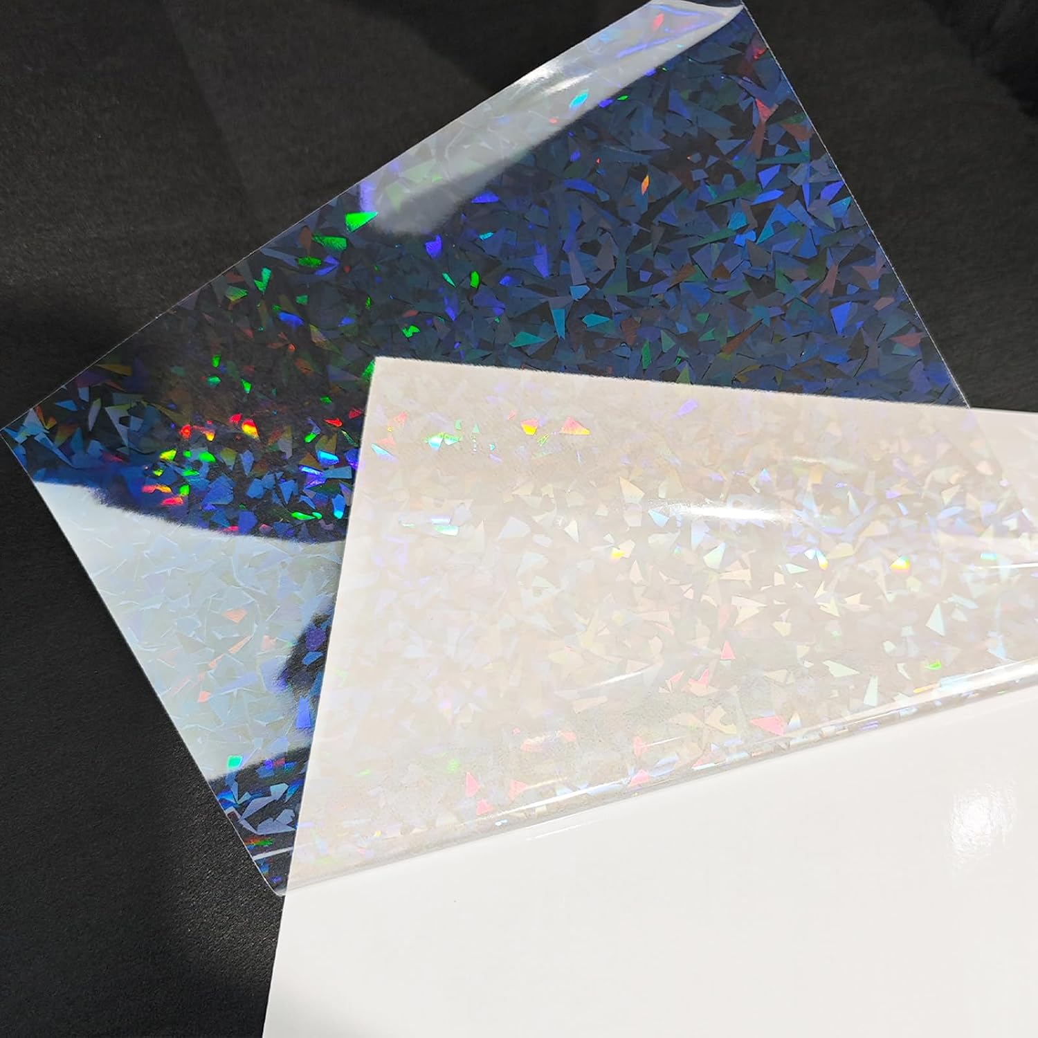 4.1x2.9 Inches Transparent Holographic Vinyl Sticker Paper – 100 Sheets with Cold Laminate Film (Gem Design, Non-Printable)​