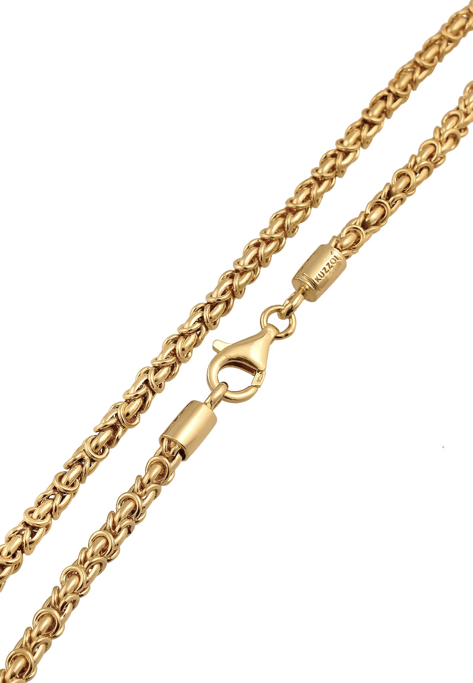 Kuzzoi Massive Königskette, Herren Halskette 925 Silber vergoldet, Goldene Silberkette (4 mm) für den Mann, Länge 50cm - 60cm, mit Schmuckbox - 0102650322