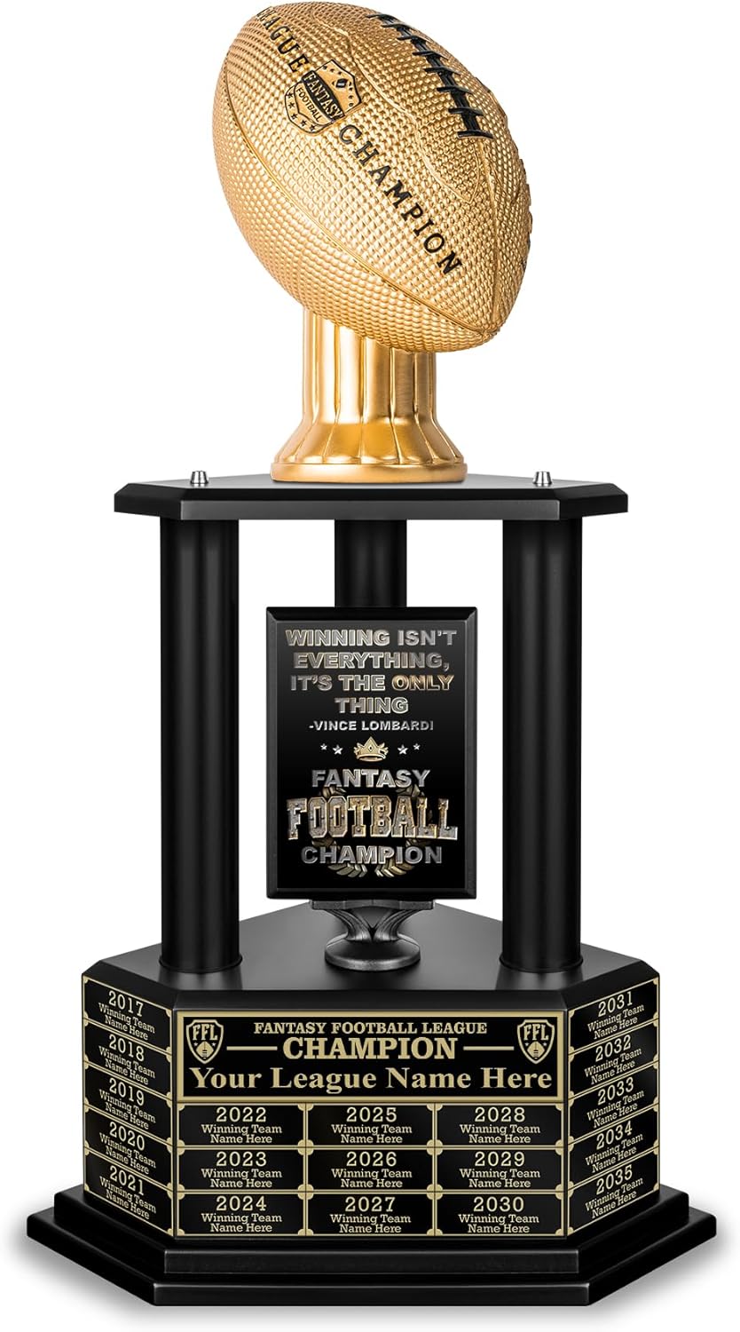 TrophySmack Fantasy Football Trophy - 19-Year Perpetual – 26-36” Customizable Championship Award with Free Engravings