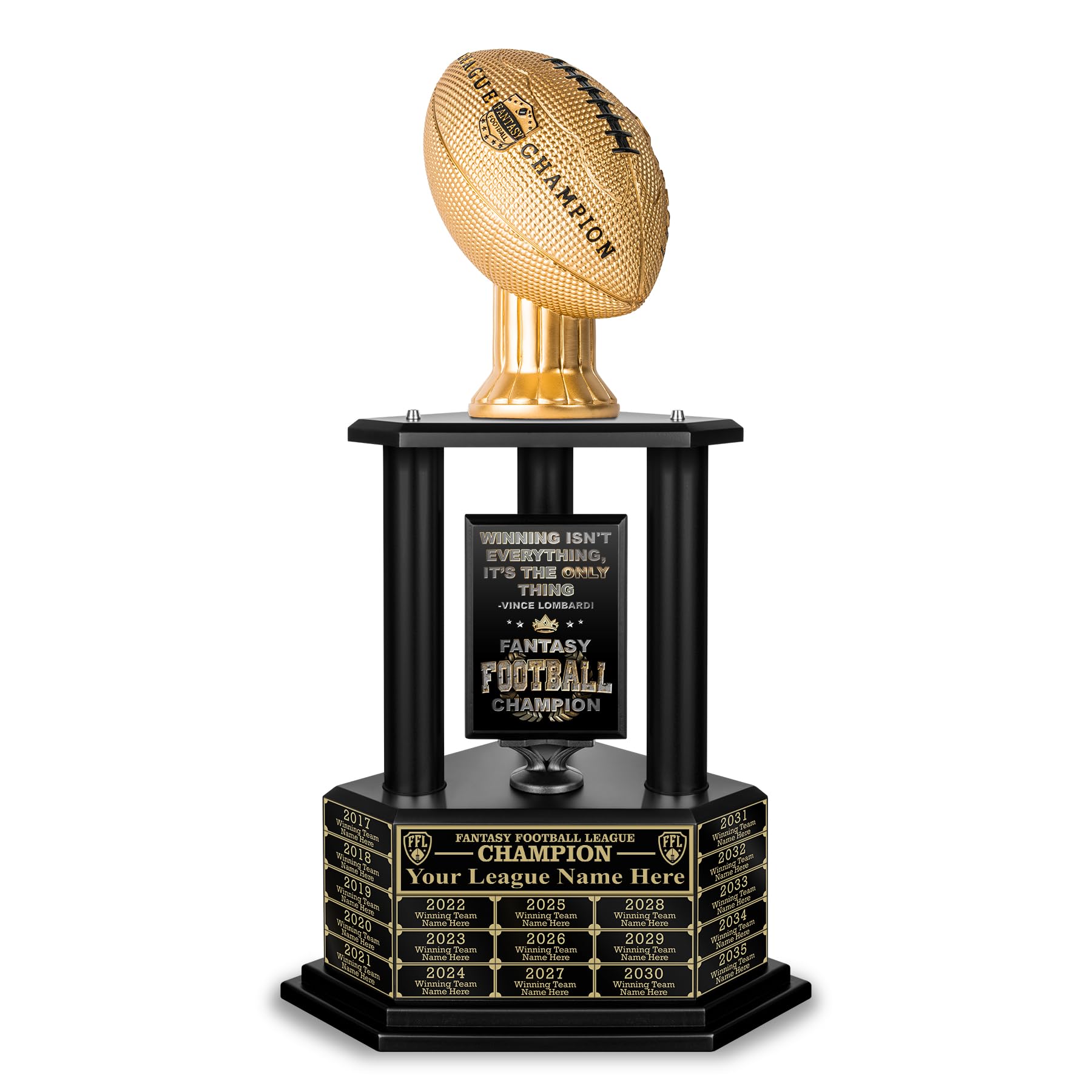 TrophySmack 19-Year Perpetual Fantasy Football Trophy, Custom Engraved