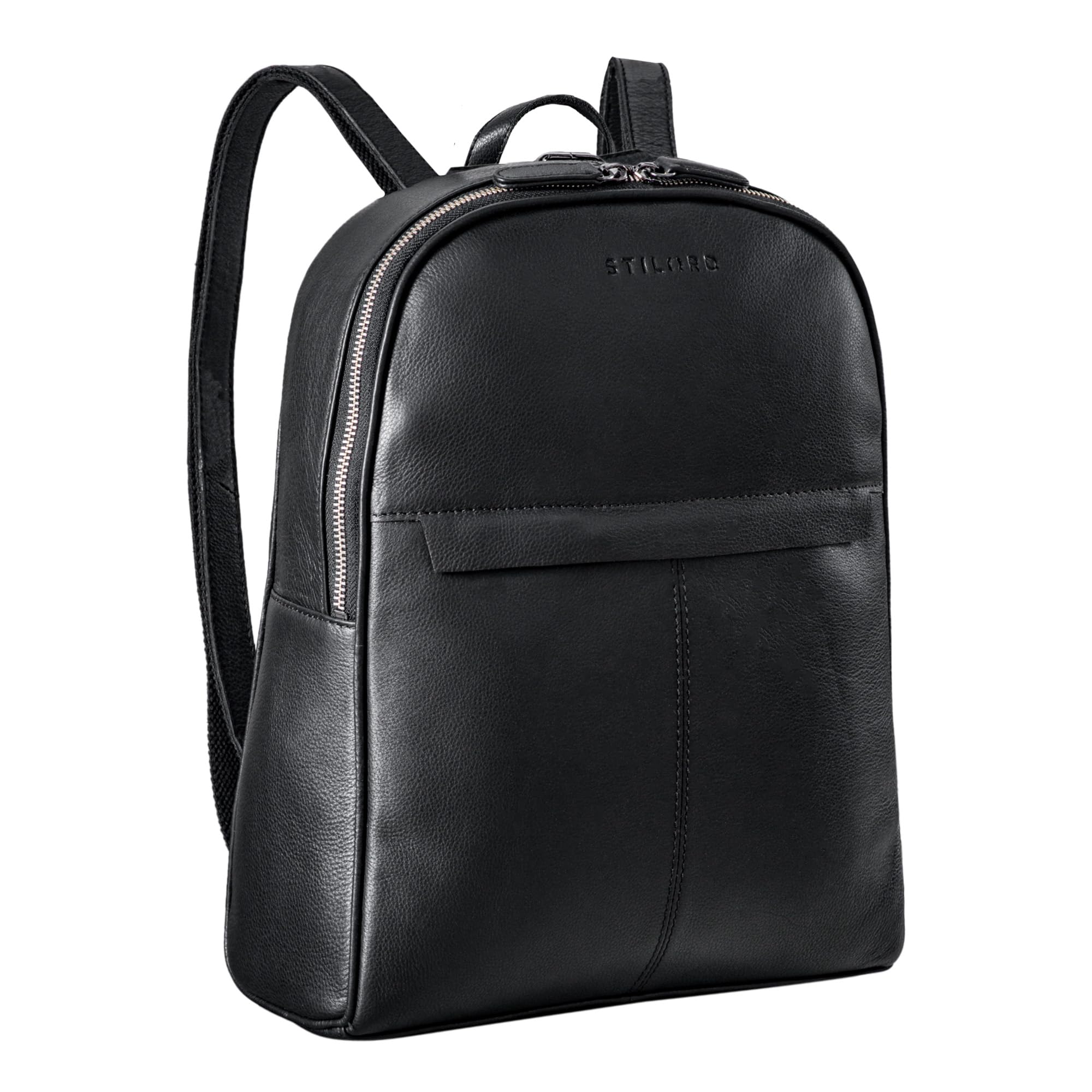 STILORD "Renée" Skórzany Plecak Roboczy Mały plecak skórzany Plecak ręczny Plecak skórzany na Laptop Torebka ręczna City Going Out Daypack Leather Kolor:czarny