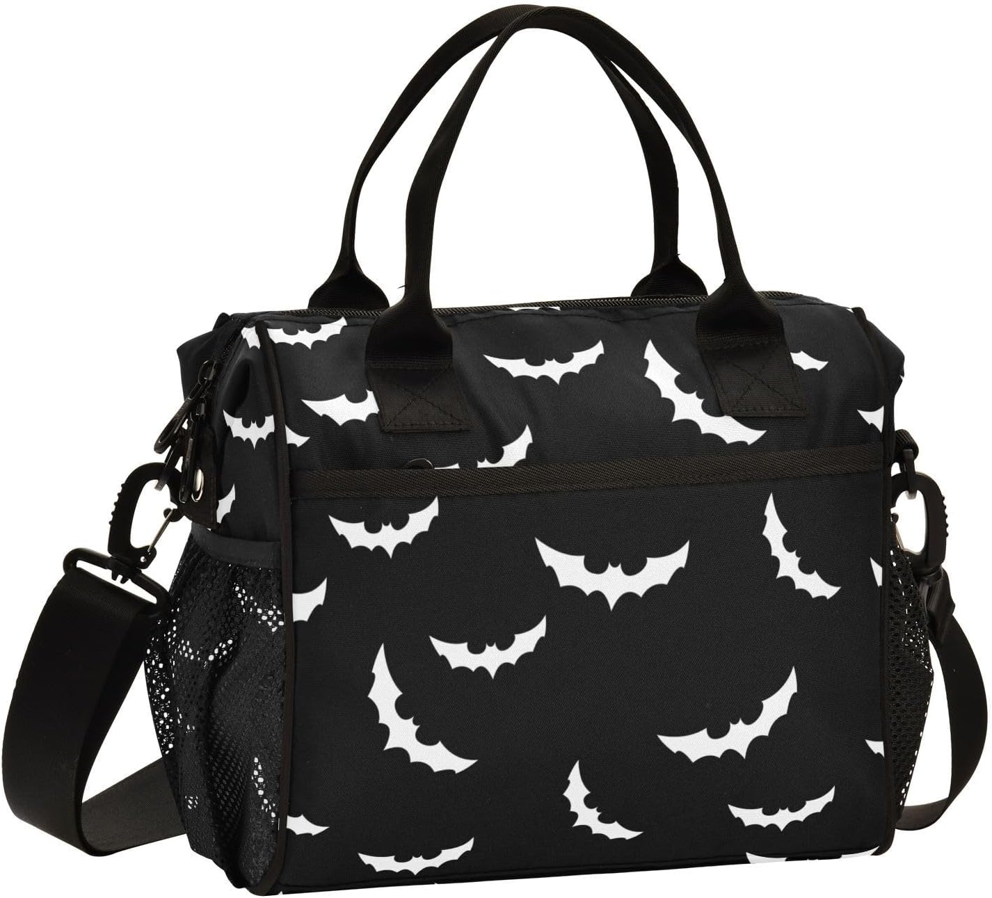 Large Lunch Bag Mens Lunchbox for Work, Goth Bats Leakproof Lunch Box with Adjustable Shoulder Strap Medium