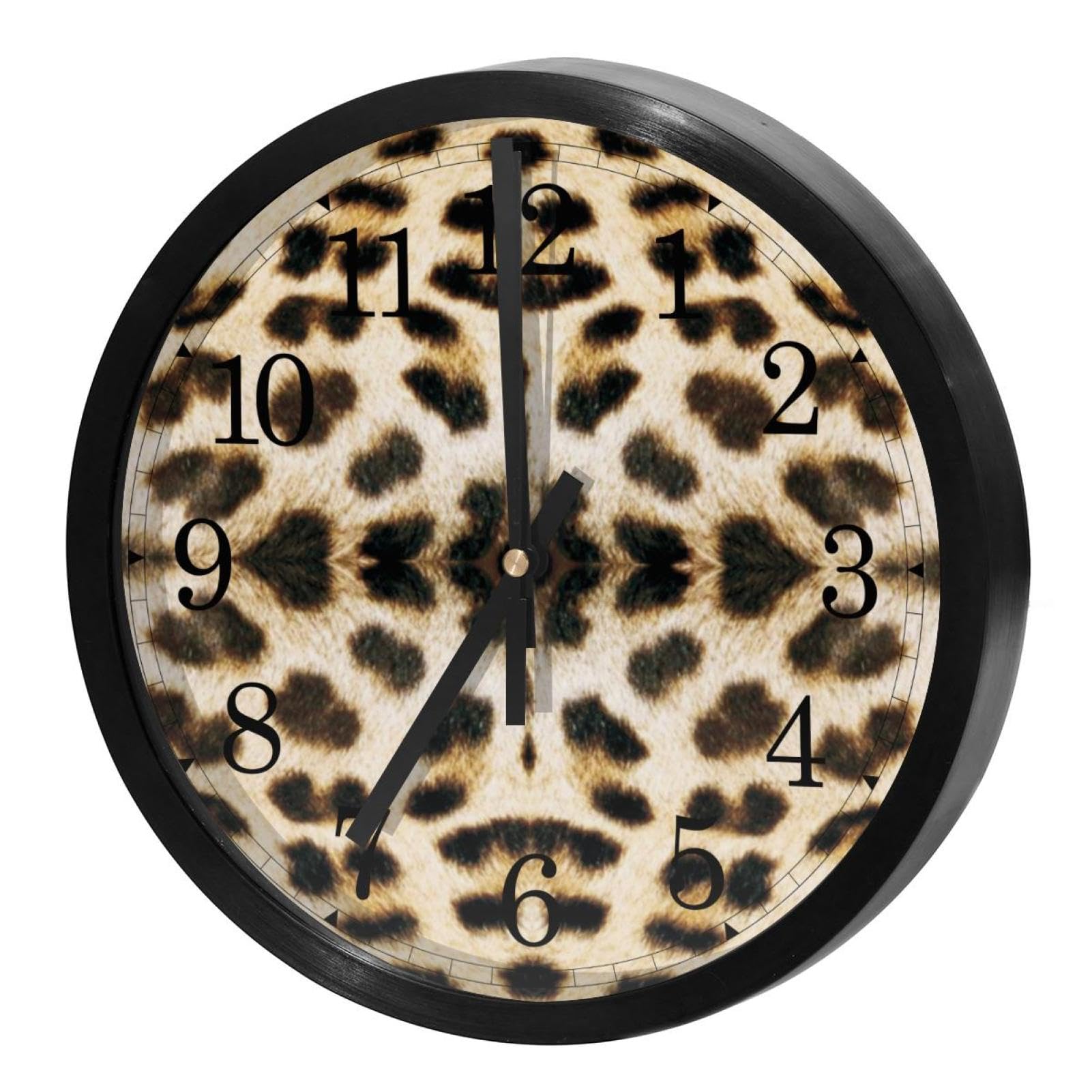 Horloge murale silencieuse imprimé léopard sans tic-tac pour des nuits paisibles