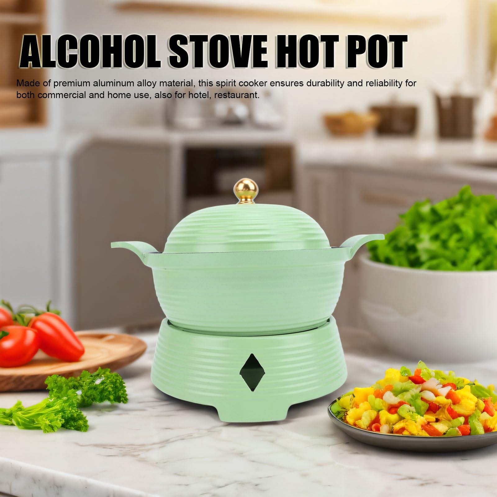 Yosoo Health Gear Alkoholkocher Hot Pot, Spirituskocher aus Aluminiumlegierung mit Topf, Kompakter Flüssigkeitskocher Zum Erhitzen und Isolieren von Lebensmitteln, Leicht zu Reinigendes Design für