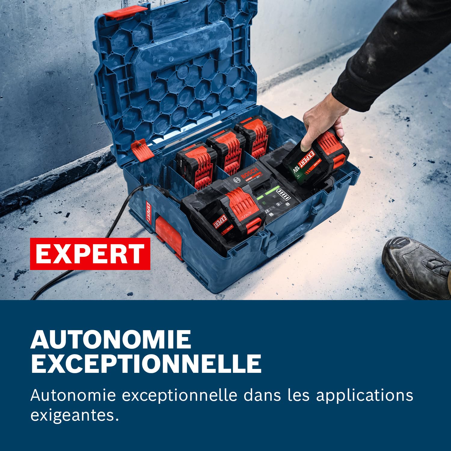 Bosch EXPERT Kit de démarrage haute performance 18 V : 2 EXBA18V-150 + 1 chargeur ultra rapide EXAL18V-160
