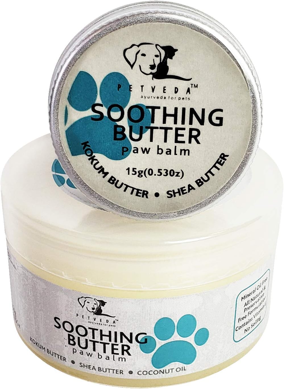 American Pet Supplies Petveda Soothing Butter Paw Balm, Natural Ayurvedic Kokum & Shea Butter Cream for Soothing Dog Paws, Elbows &…