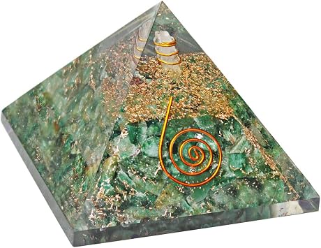 Shubhanjali Reiki Stone Crystals Organite Green Jade Orgone Pyramid Jade Orgonite Pyramid for Reiki Healing,Vastu,Meditation Green