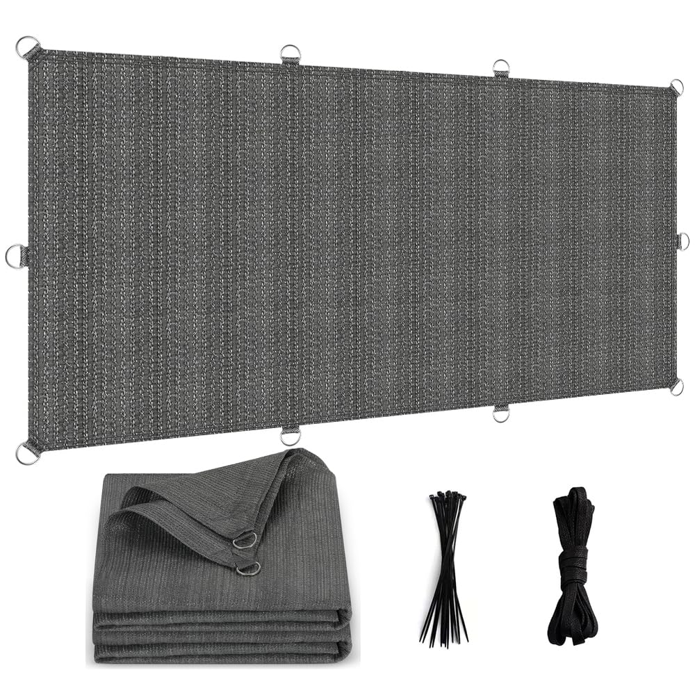 Toile d'ombrage rectangulaire 3,7x7,1m grise pour jardin et pergola