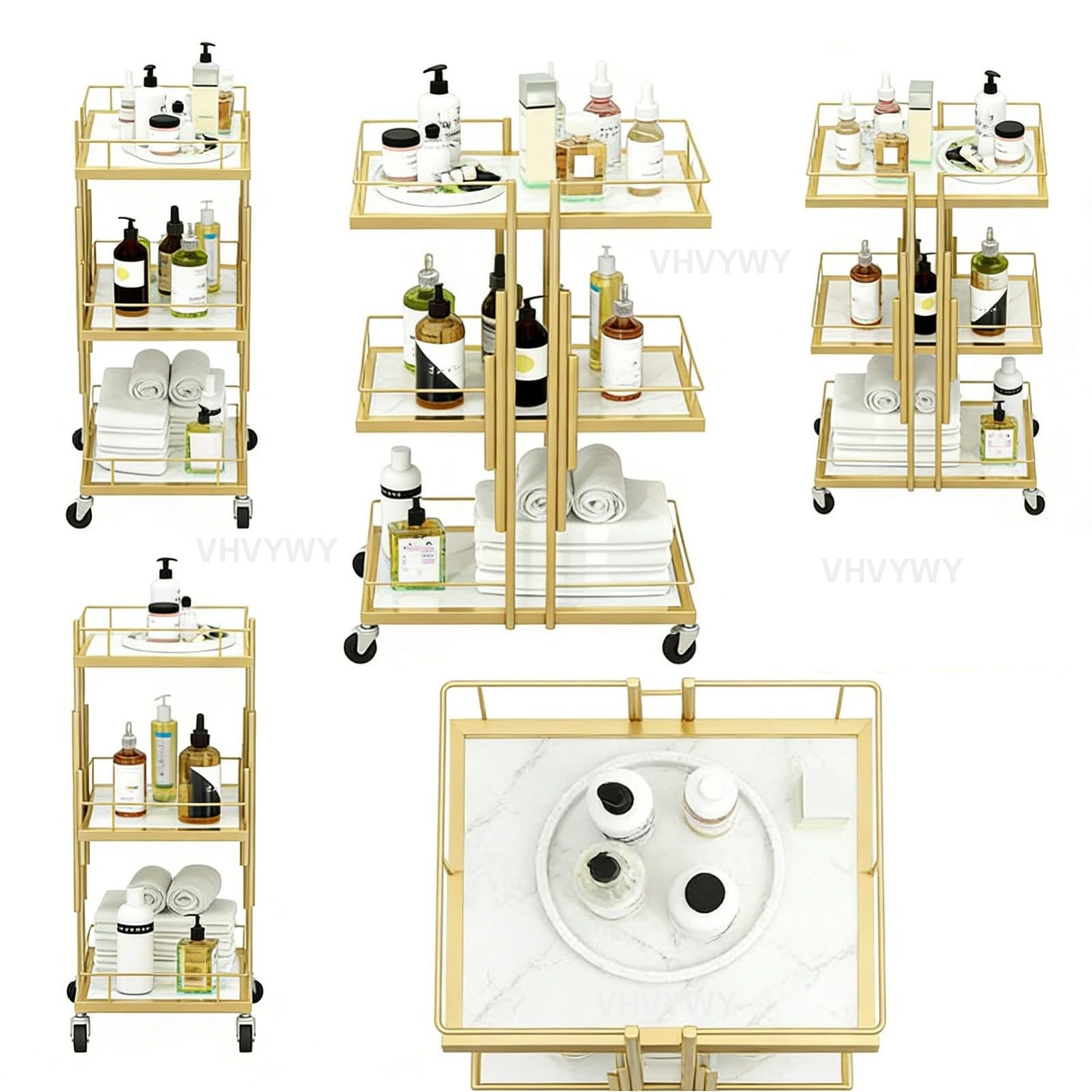 Carrello da bar a 3 livelli con piano del tavolo, carrello multiuso su ruote, per parrucchieri, ciglia, spa, tatuaggi, manicure, trattamenti per il viso, carrello medico per salone di bellezza