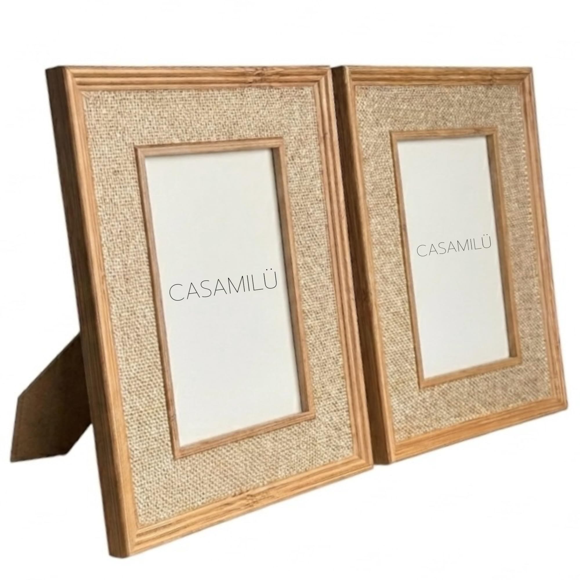 Kit 2 Porta Retrato Madeira 10x15 cm Premium CASAMILU Comfort Deluxe PP | Borda Dupla