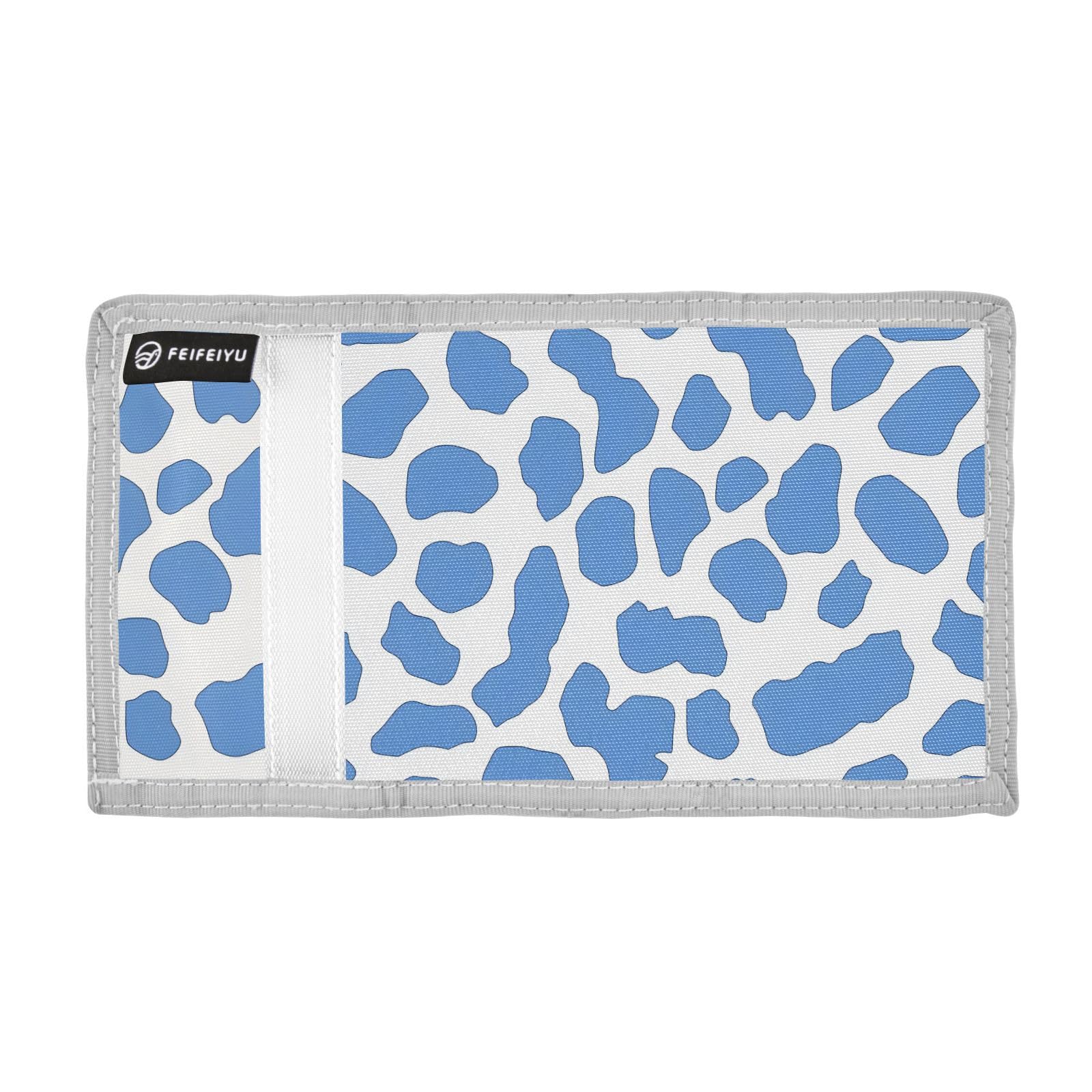 zyrtty Kids Wallets for Boys Girls Ages 4-18 Trifold, Leopard Print Blue Beige Wallet with Zippered Coin Pocket and Card Holders, Novelty Wallet for Childrens Birthday Gifts