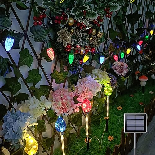 Miniatura 6 de Anycosy Luces solares de Navidad, 32.8 pies, 50 luces LED C9 de Navidad con función de temporizador, enchufe impermeable y conectable para