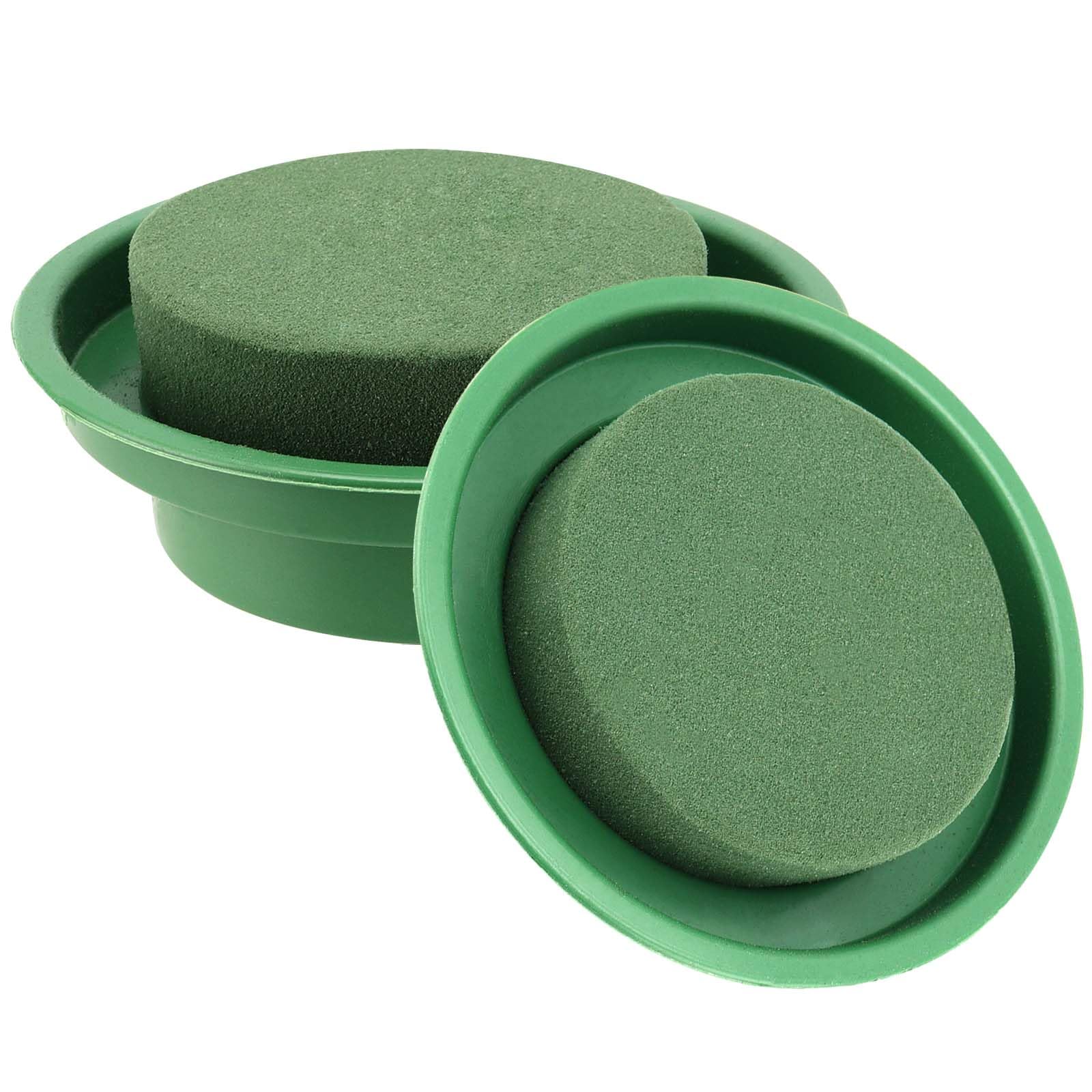 8 Cilindri in Spugna per Fiori con Base Rotonda, 8 x 4 cm, Schiuma Floreale Verde per Composizioni Floreali, Matrimoni e Fioristi