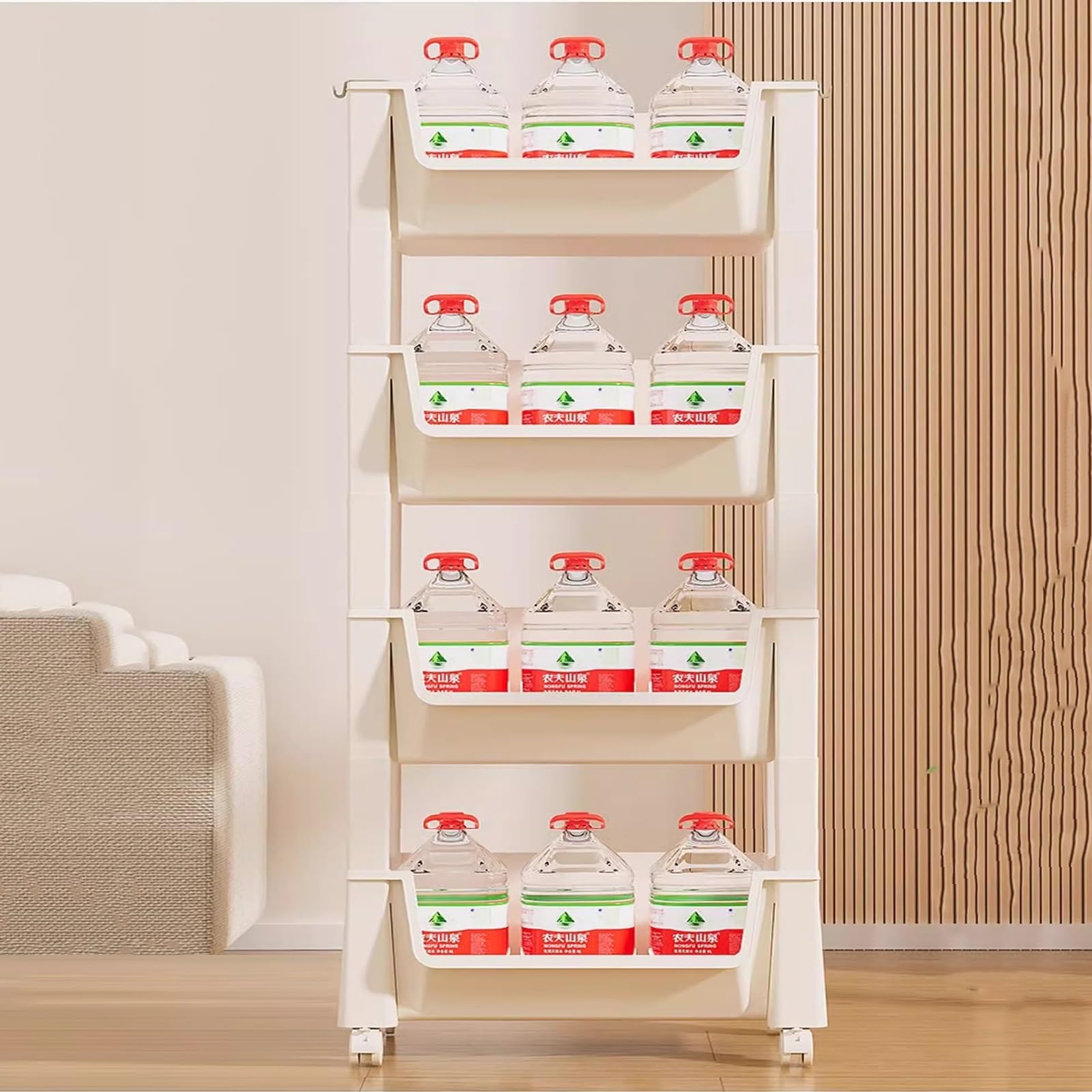 Scaffale multifunzionale per cucina, bagno, soggiorno, organizer rotante su ruote (36 x 25 x 103 cm)