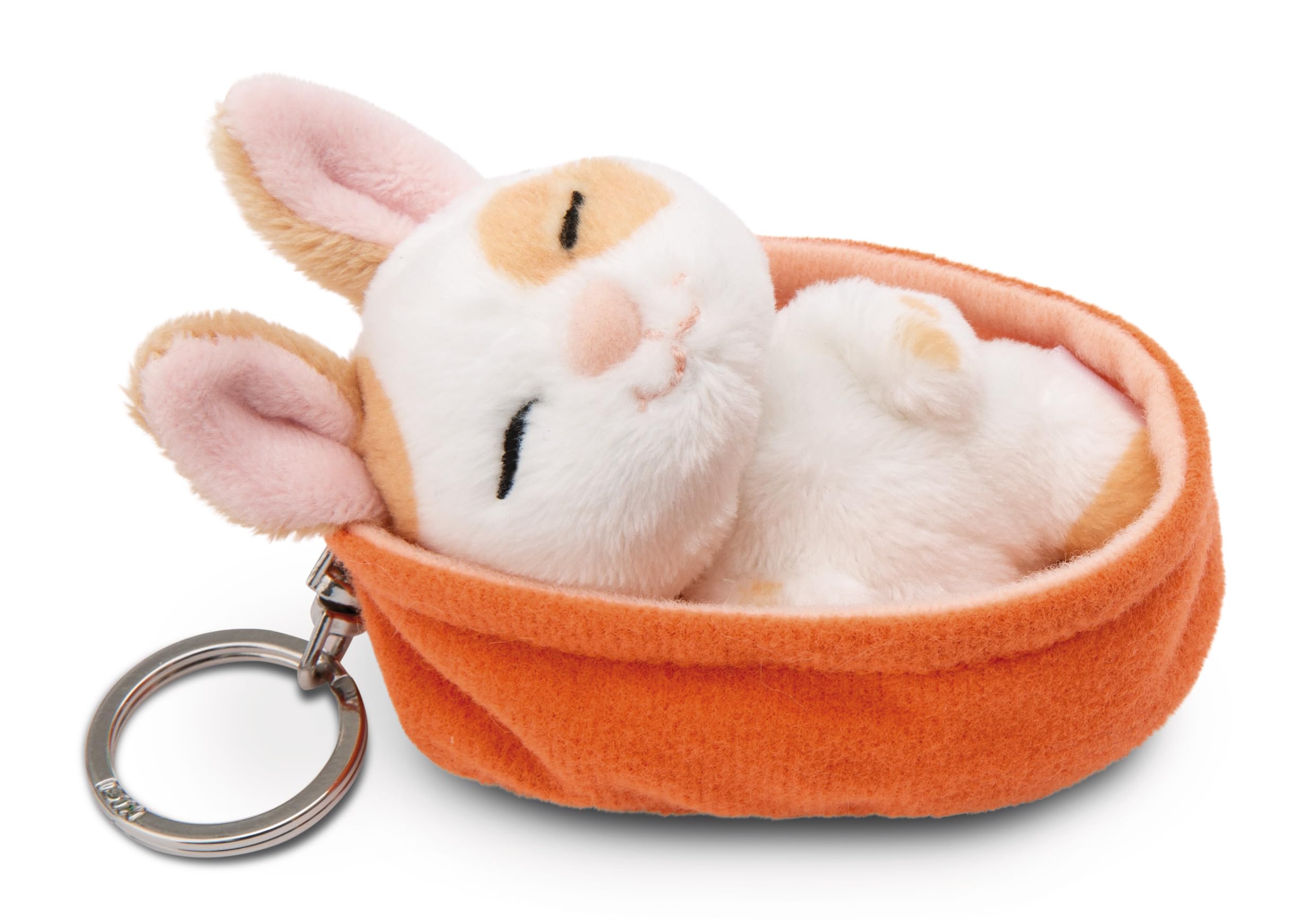 Nici Keyholder Sleeping Pets bunny caramel dotted 8cm basket peach