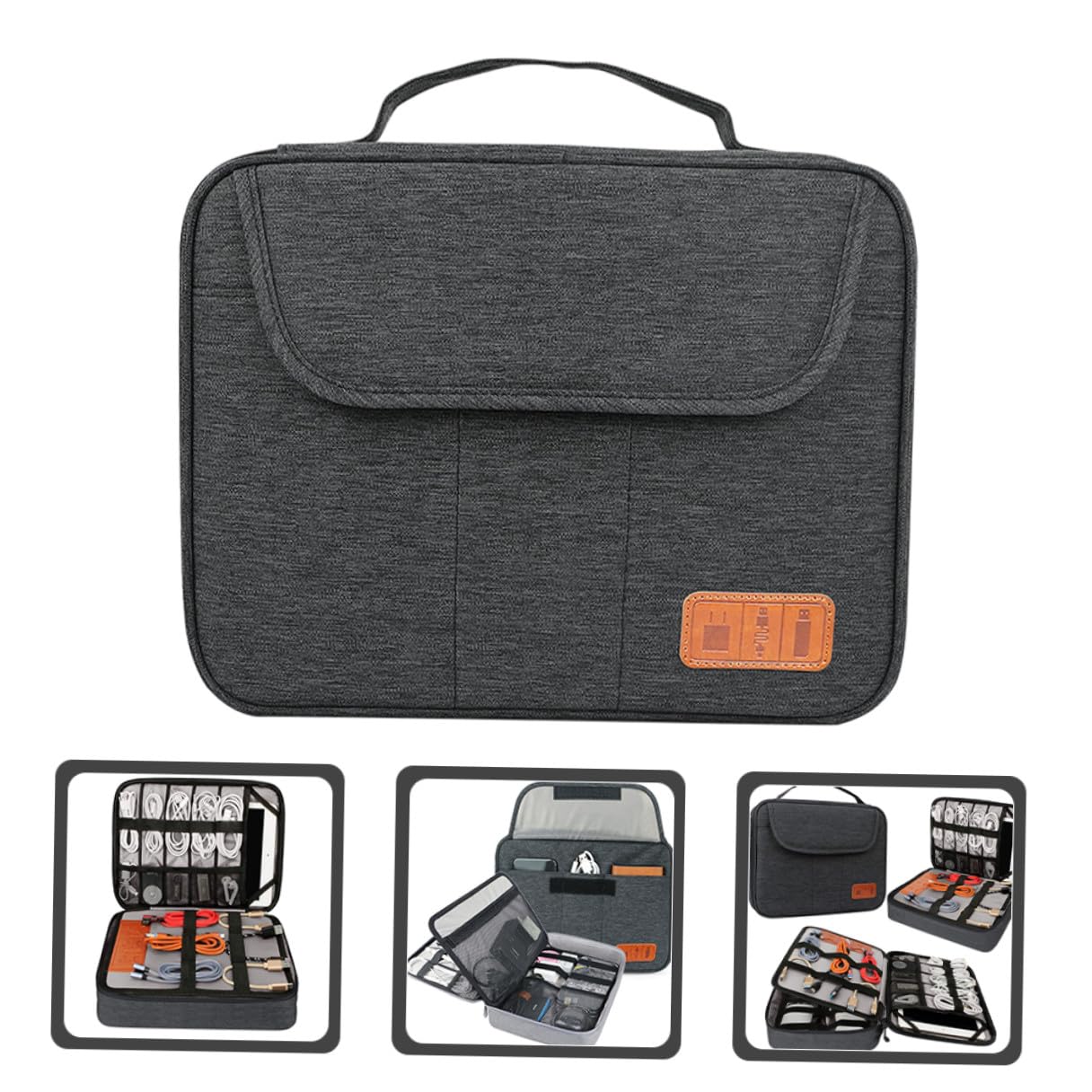 SOIMISS Borsa Porta Cavi Doppio Custodia per Dispositivi Elettronici e Digitali Organizer per Cavi Tasche per Cellulare e Tablet per Viaggio e Trasporto