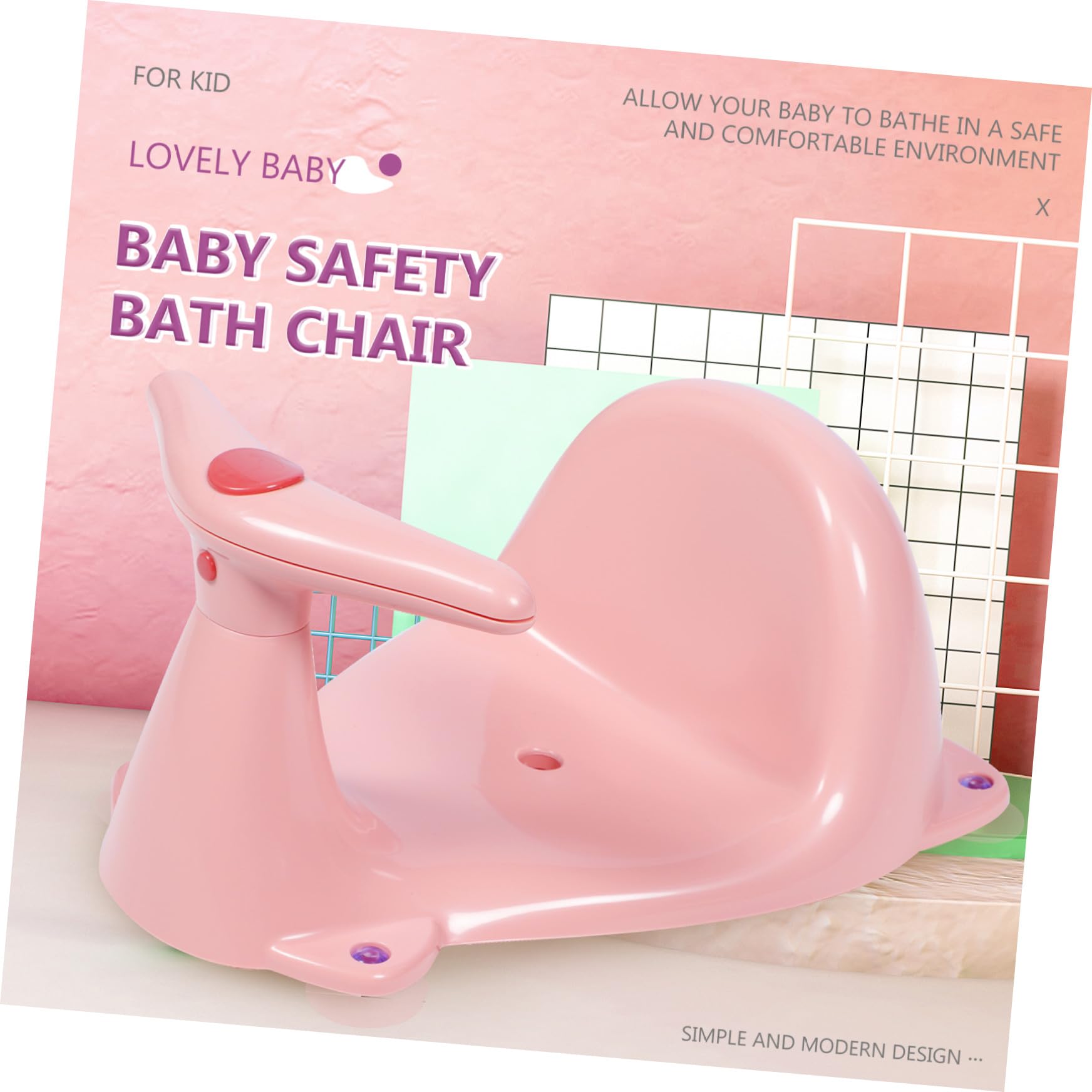 Babybadestuhl mit Vakuumsaugnapf, Stabil, 1 Stück, Rosa | Pp und Tpe, für Säuglinge und Kleinkinder, Geeignet für Babybad und Geburtstag