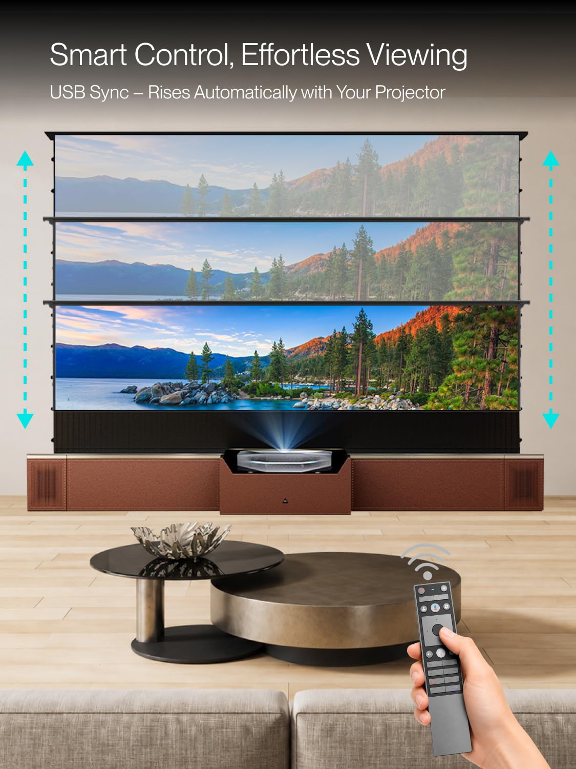 AWOL VISION ALR-F230C Écran de projection motorisé ALR pour projecteur à ultra courte portée, écran de projection pour home cinéma, 4K/8K Ultra HD, 95 % de rejet de la lumière ambiante