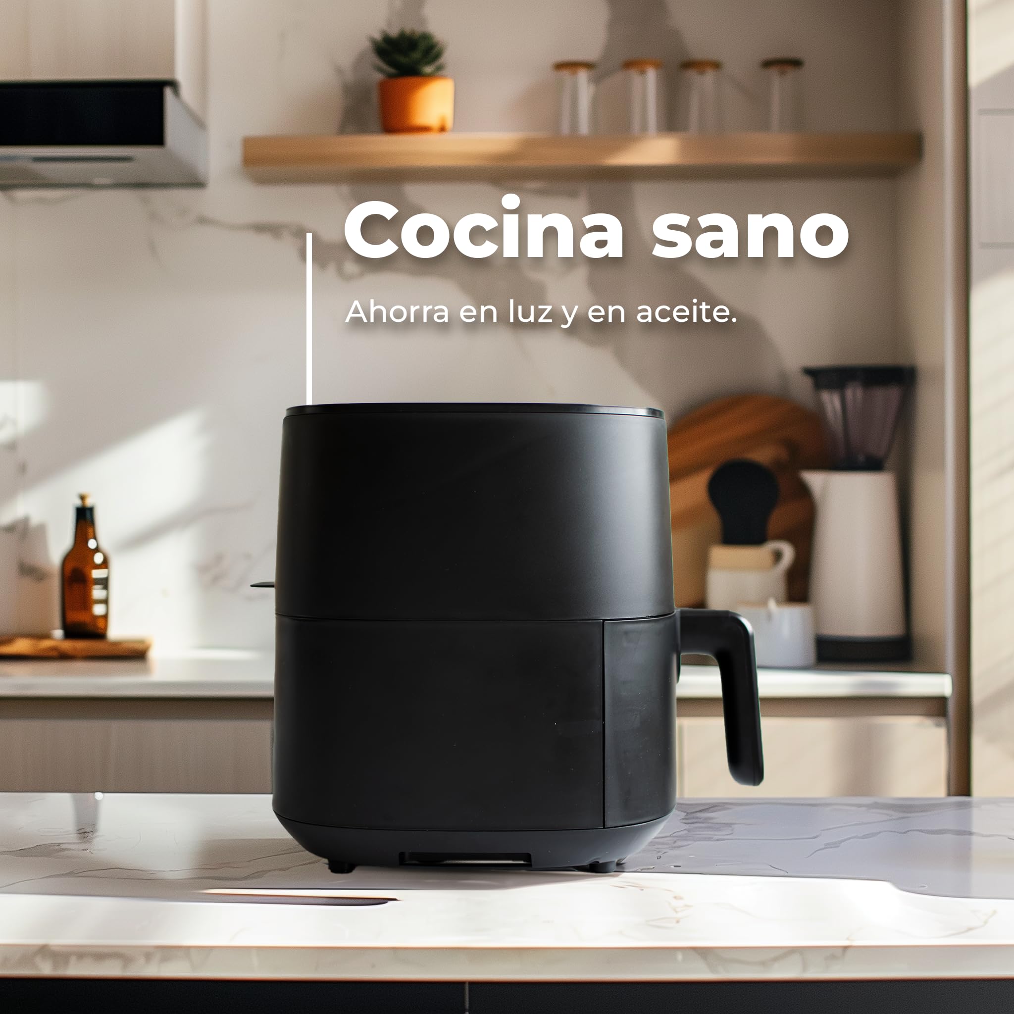 EVVO Bezolejowa frytkownica powietrzna, 6 l, 1700 W, nieprzywierająca patelnia, technologia Dual Cyclone, wielofunkcyjna, pieczenie, odwadnianie, rozmrażanie, do 200 stopni, automatyczne wyłączanie