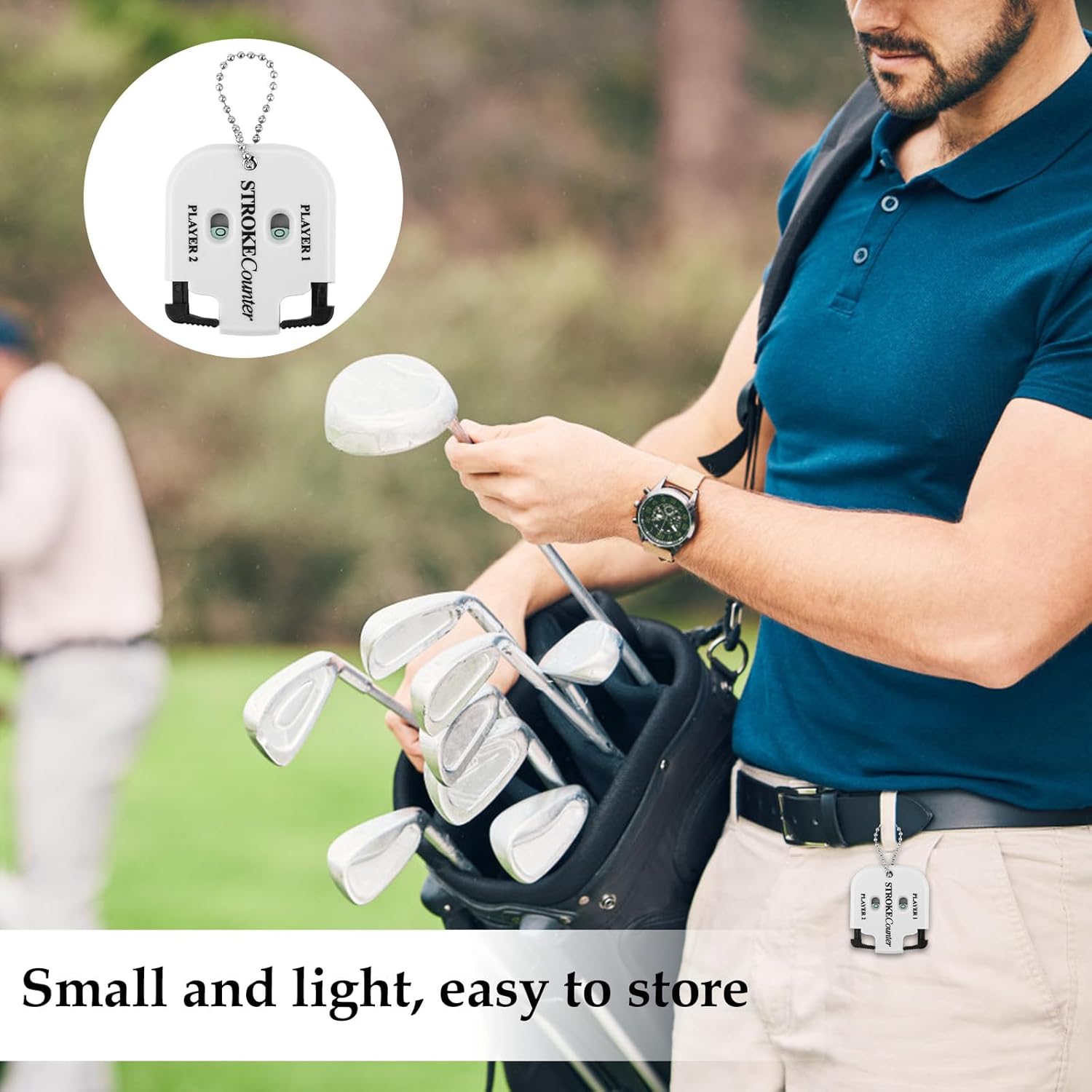 2pcs Mini Golf Score Counter, 2.2x1.93x0.35in Golf Indicator Counter Golf Stroke Counter 2 Player Portable Golf Counter Clicker for Golf Shot Competition Game Scoring Keeper (White and Black)