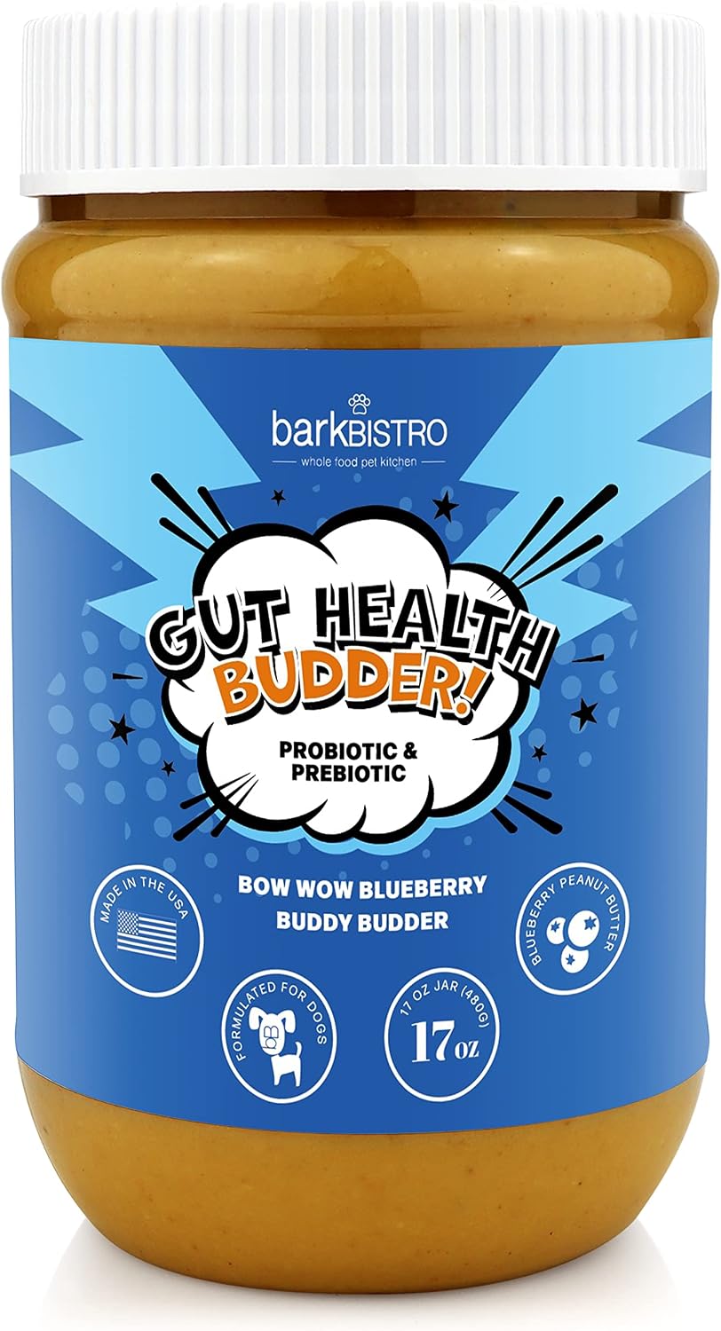 Bow-Wow Blueberry Buddy BUDDER (probiotic + prebiotic), 100% Natural Dog Peanut Butter, Healthy Peanut Butter Dog Treats, Dog Enrichment…