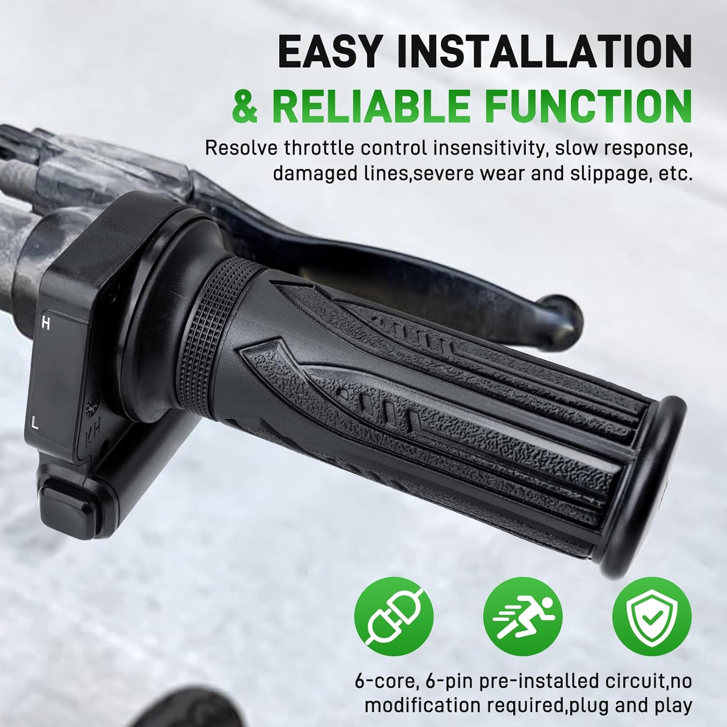 36V Electric Bike Throttle Grips for Dyu D3F D2F C3 C4 Jetson Bolt Pro LX10 Atlas Ancheer Electric Bike, Original Throttle Handle Assembly with Cruise Control Button & Left Grip