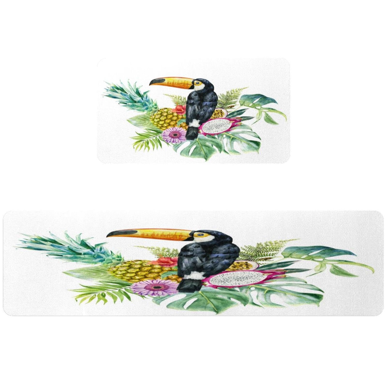 Tapis de cuisine lot de 2 motif toucan oiseau tropical tapis de sol lavable
