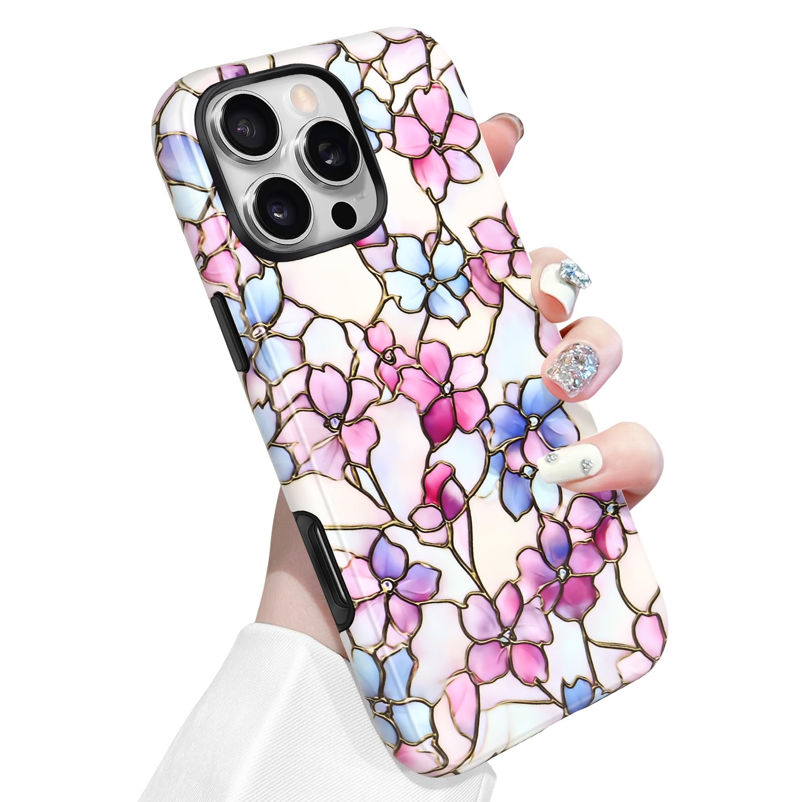 Newseego Custodia per iPhone 16 Pro Max Cover Rigida in PC Scintillante per Ragazze e Donne Design Lucido e Luccicante con Labbra in Rilievo Protezione Antiurto Custodia per iPhone 16 Pro Max-Oro
