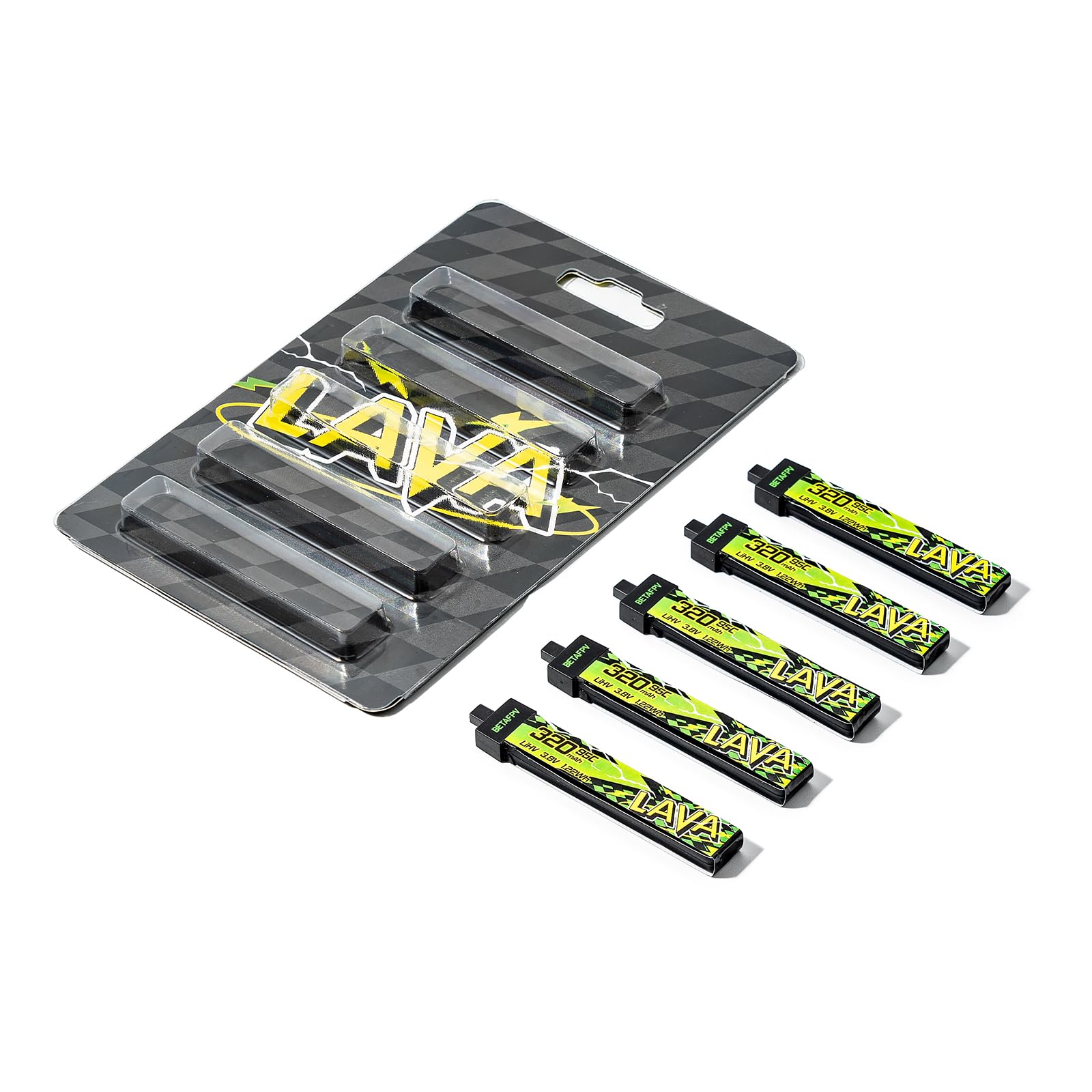 BETAFPV 5pcs Lava II 1S 320mAh Battery 3.8V 95C LiHV Battery with BT2.0 Connector Compatible with 1S Tiny Whoop Drone Quadcopter Like Cetus FPV Kit, Air65, Meteor65 Pro 1S Brushless Drones
