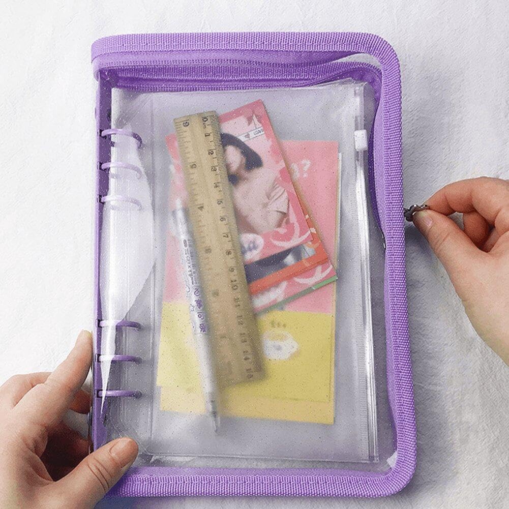 Binder-notizbuch, PVC-notizbuch-Ordner, A5, Durchsichtig, Für Kreditkarten, Fotos, Aufbewahrung, Buch, Notizbuch-einband, 6 Ringe, Binder-einband, Persönlicher Planer-Ordner