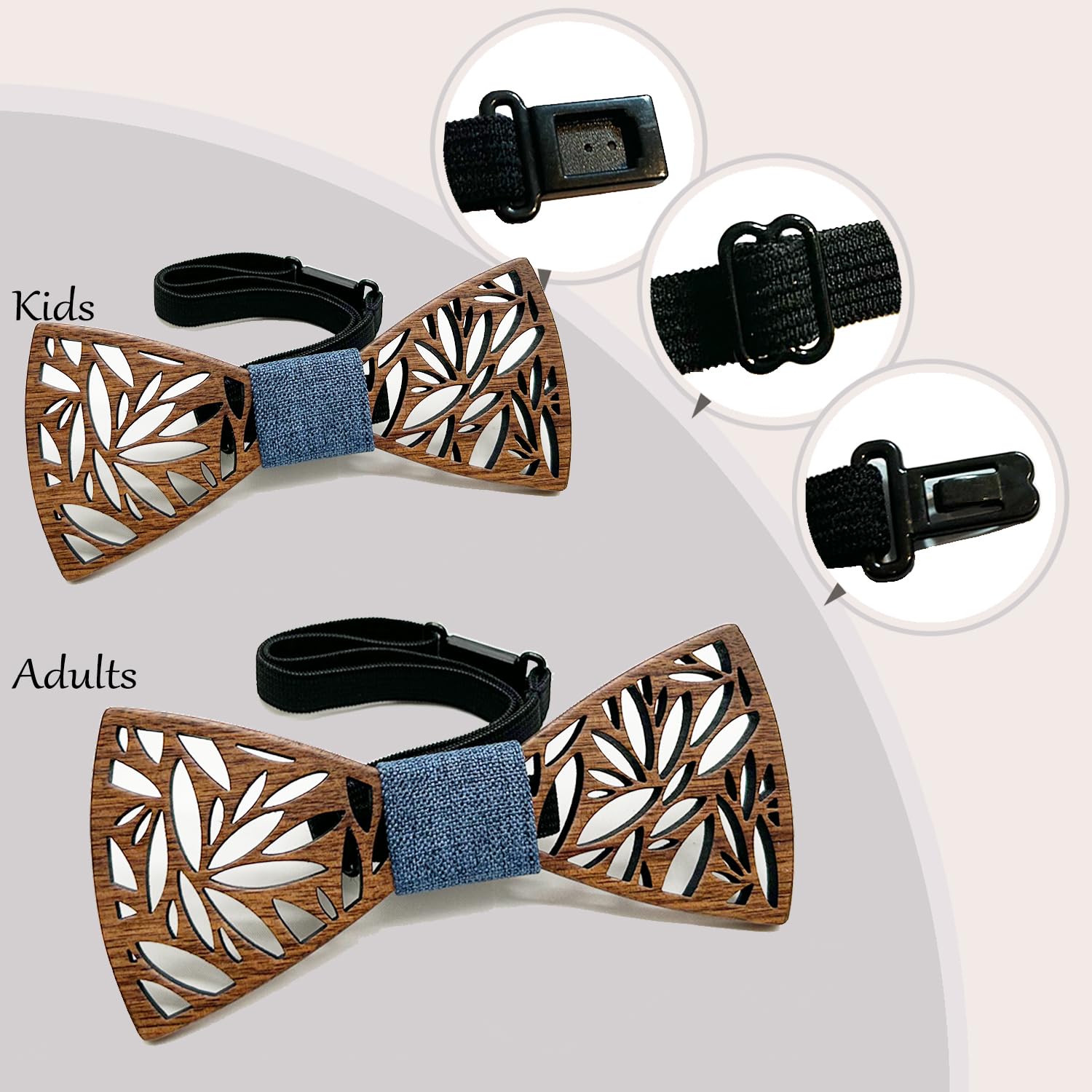 2 piezas pajarita de madera, pajarita de madera, para niños, para fiestas, bodas, ceremonias, Estilo#05, Ensemble de 2 pièces
